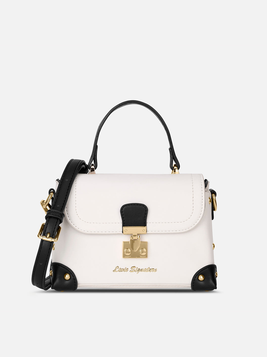 Beaufort Flap Satchel Bag Off White/Black