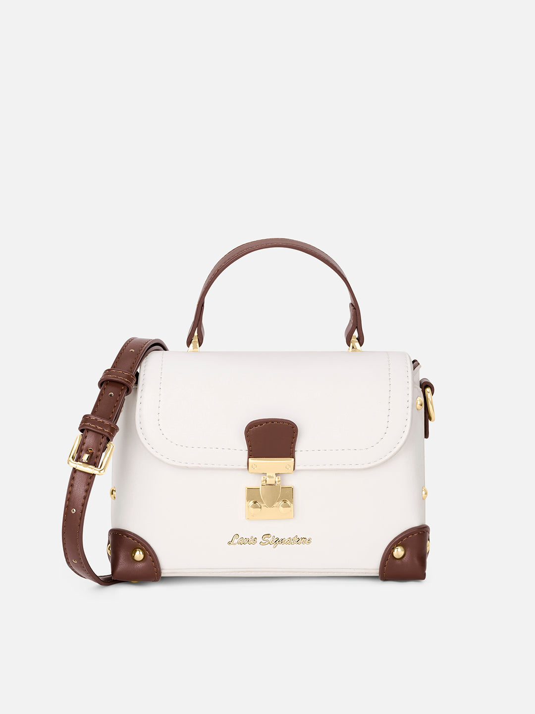 Beaufort Flap Satchel Bag Off White/Tan