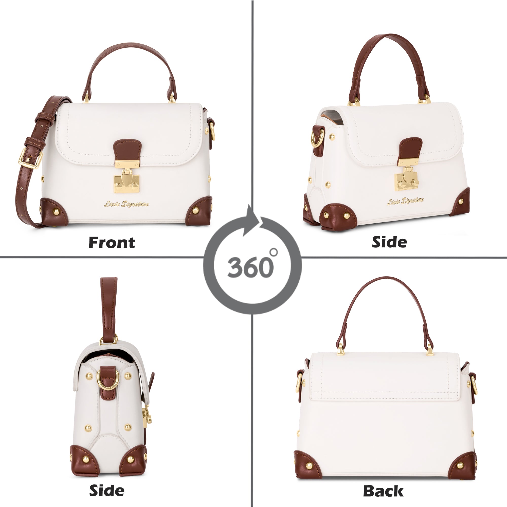 Beaufort Flap Satchel Bag Off White/Tan