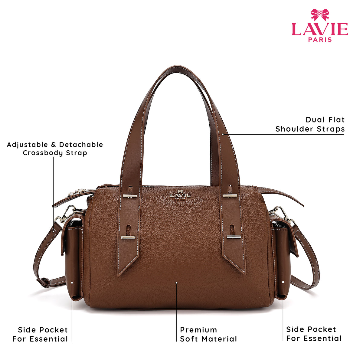 Soft Solene Bowling Medium Tan Satchel Bag