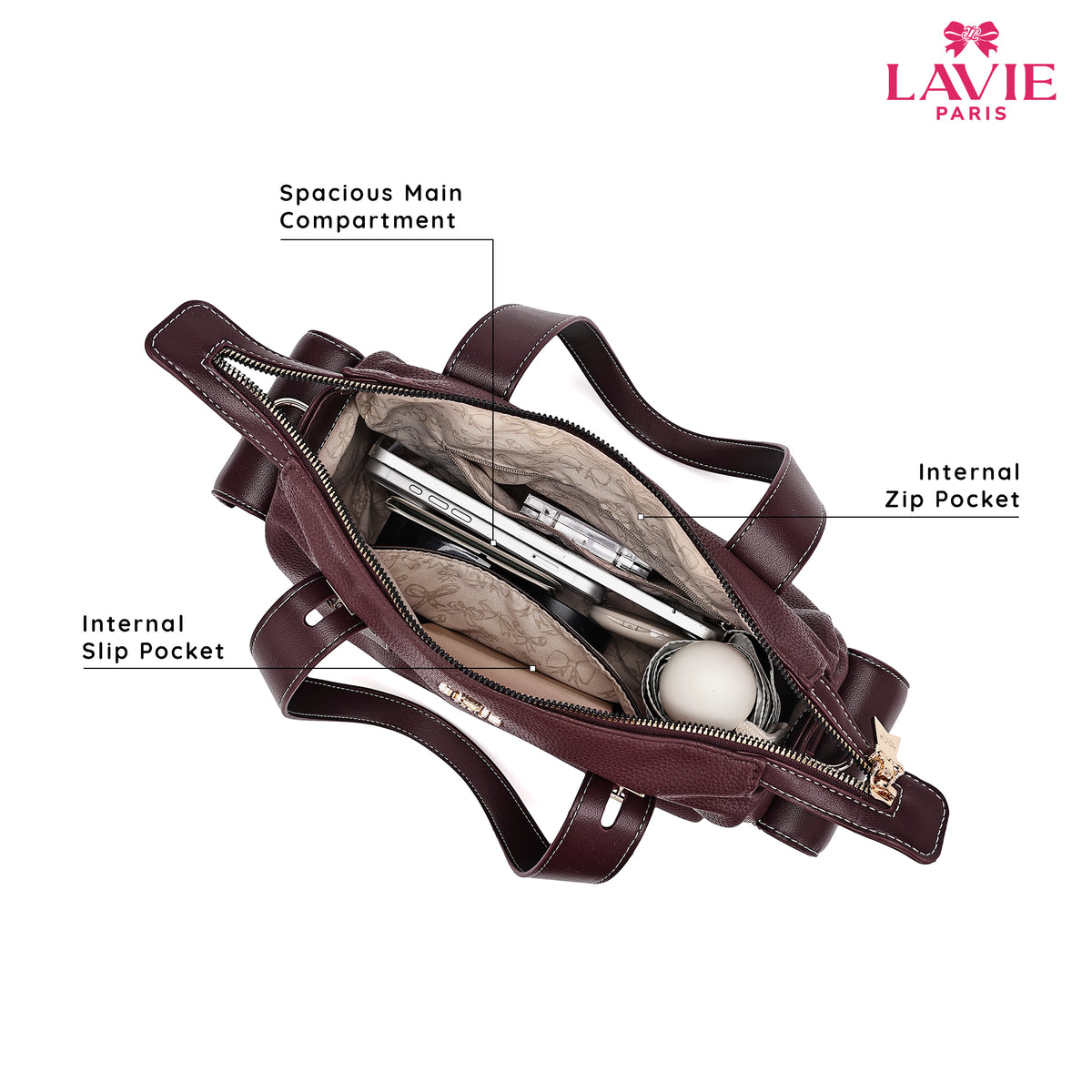 Soft Medium Wine Satchel Bag