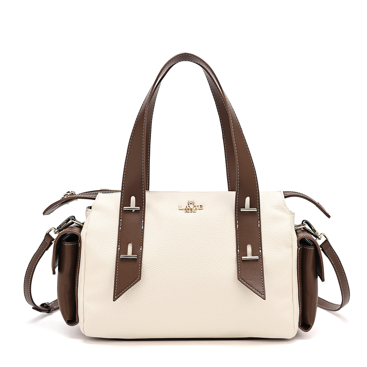 Soft Solene Bowling Medium Off White Satchel Bag