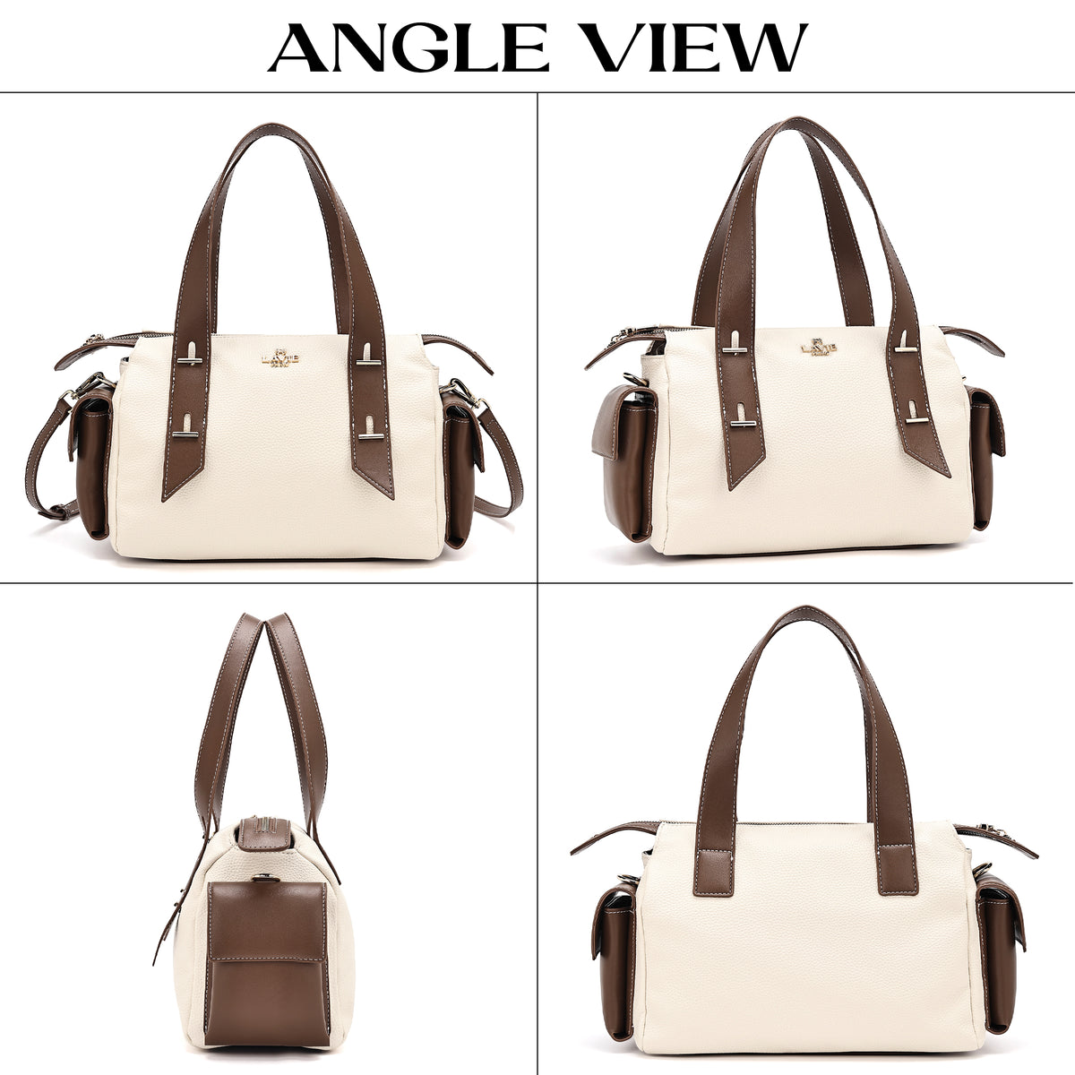 Soft Solene Bowling Medium Off White Satchel Bag