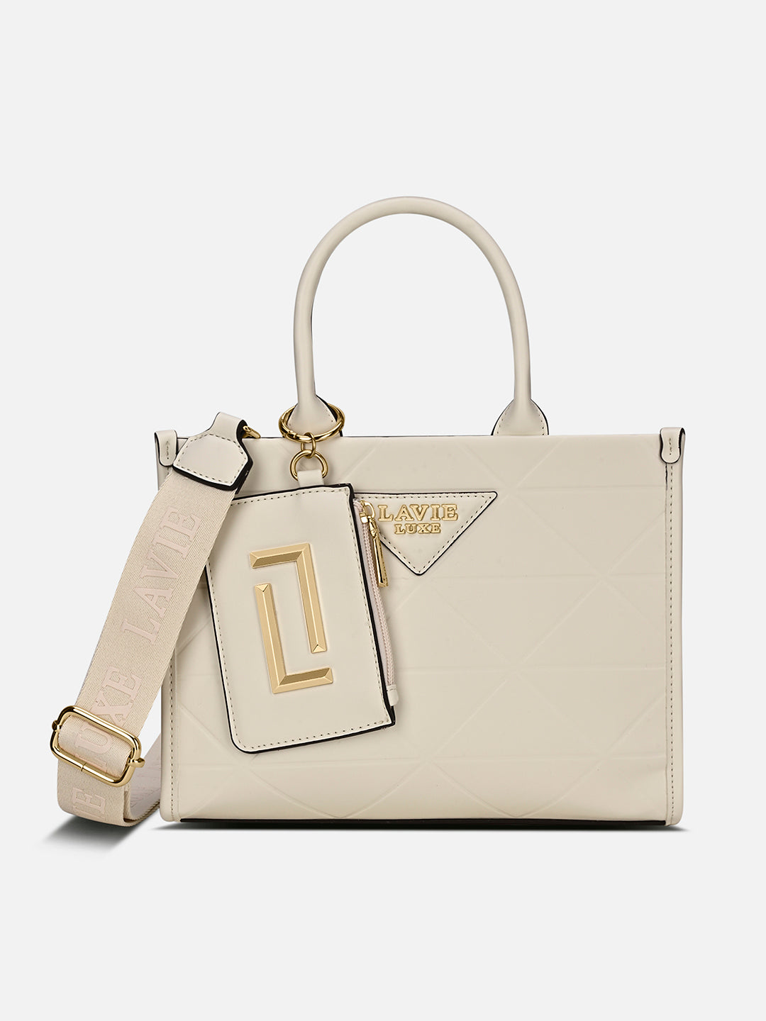 Mona26 Medium Box Satchel Bag Off White