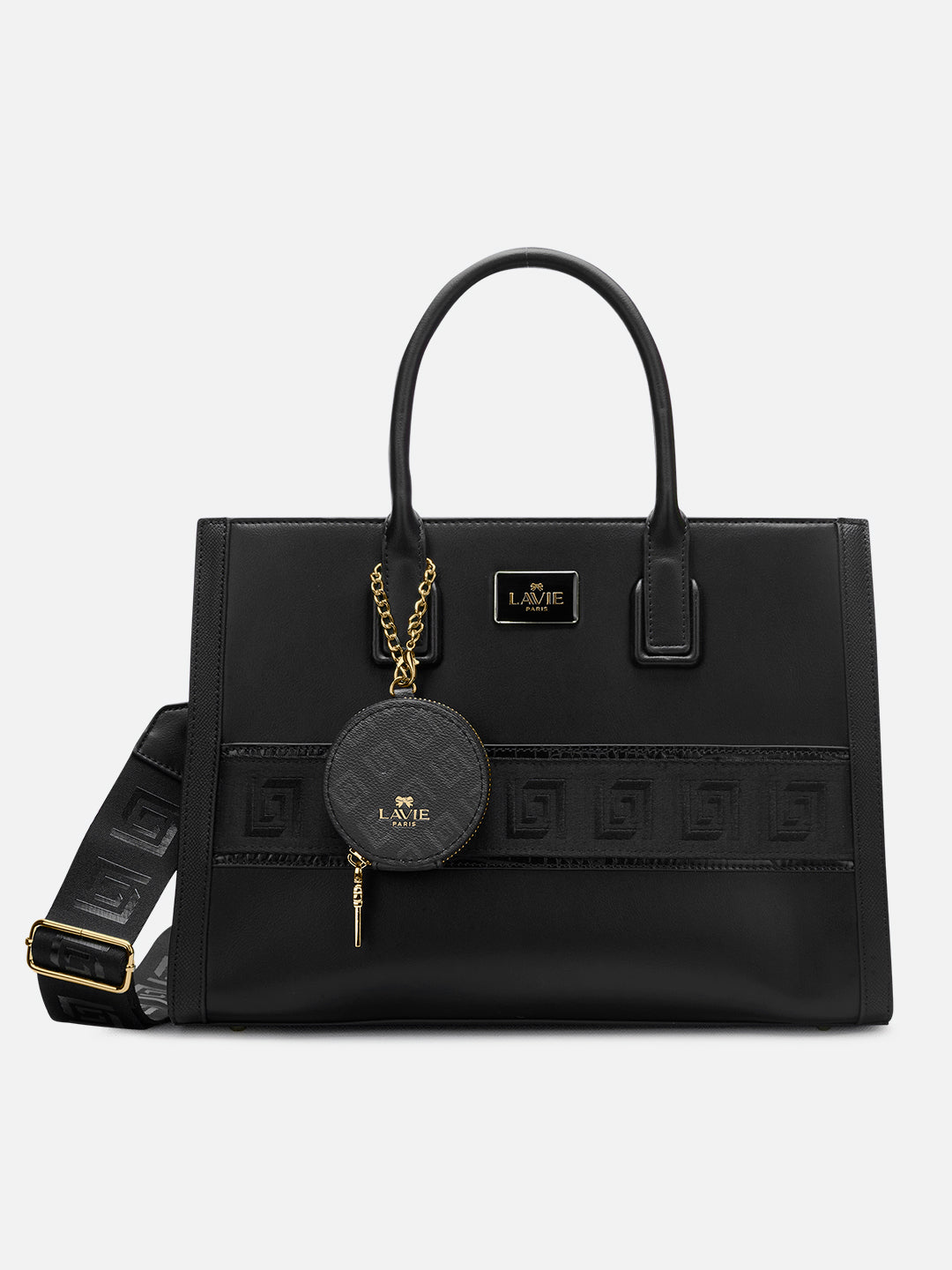 Jade Large Monogram Satchel Bag Black