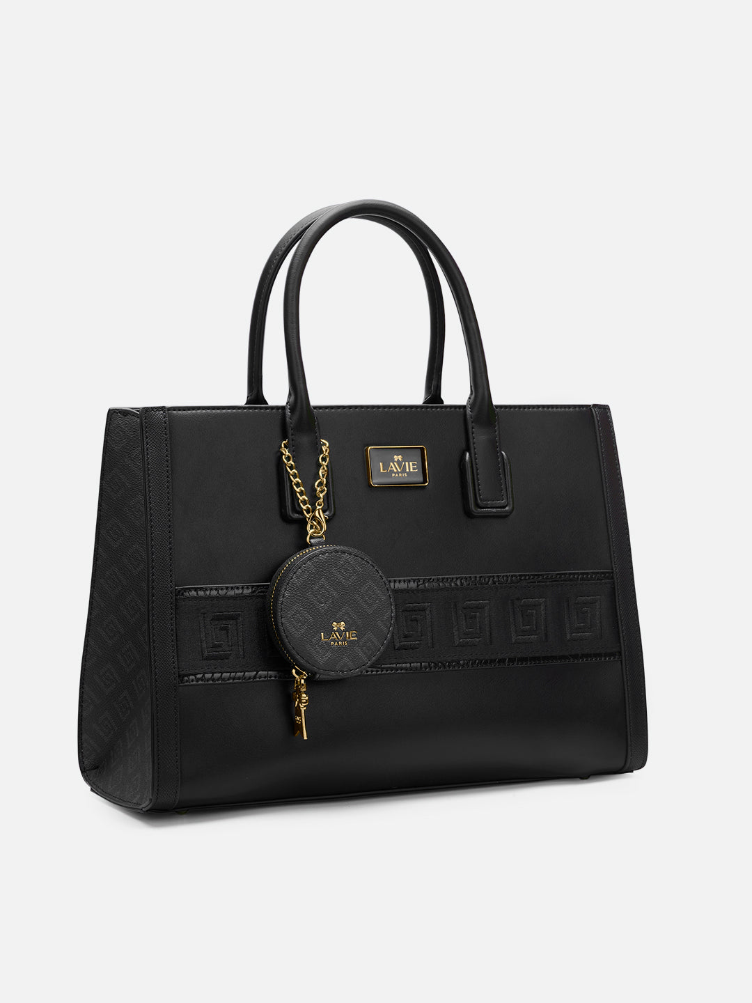 Jade Large Monogram Satchel Bag Black