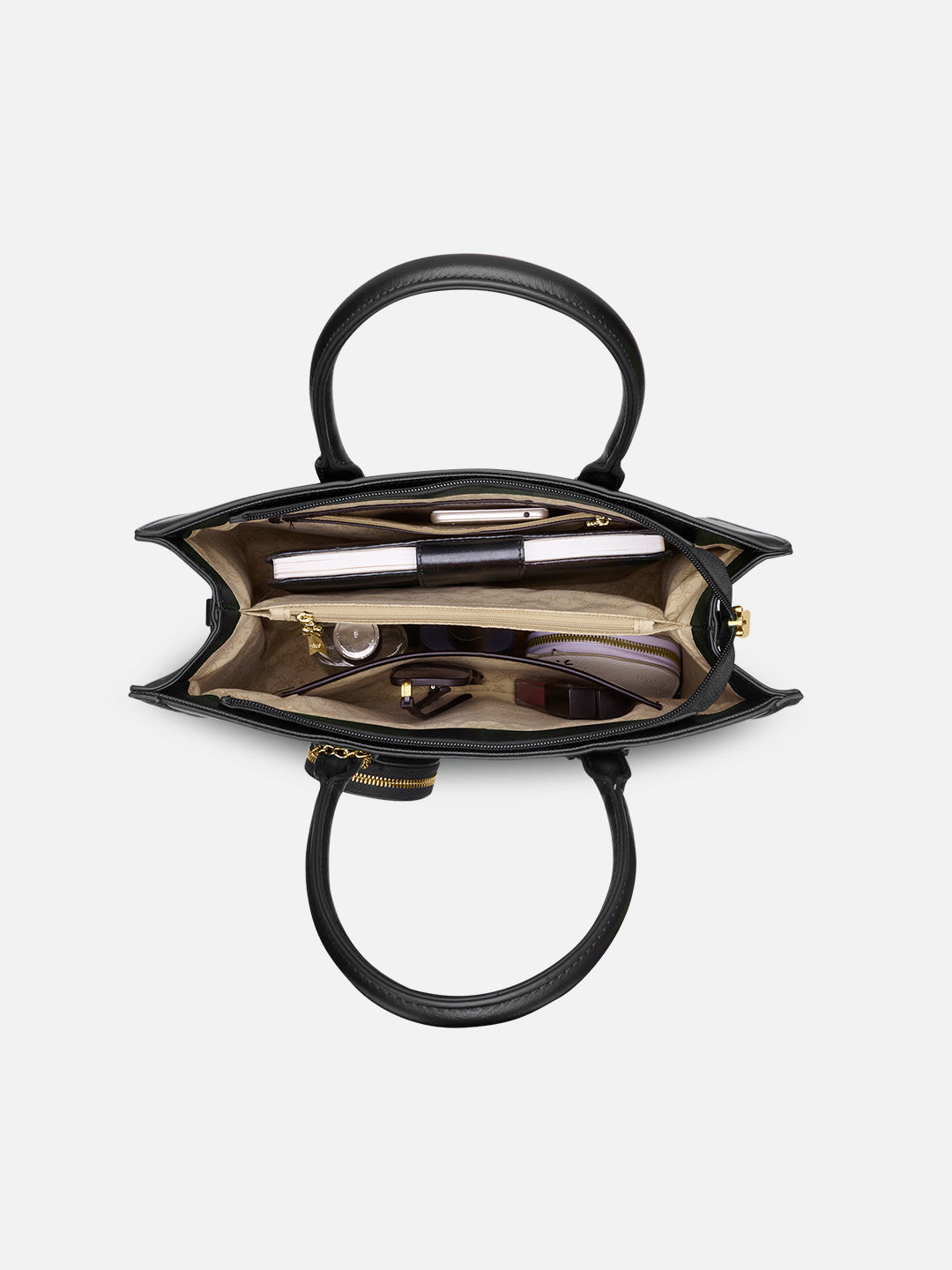 Jade Large Monogram Satchel Bag Black