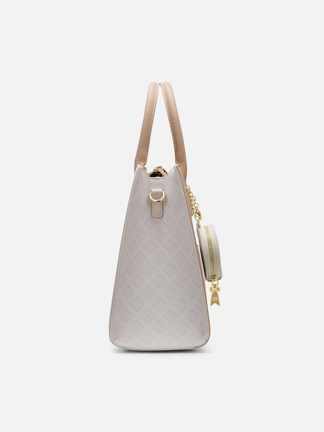 Jade Large Monogram Satchel Bag Beige