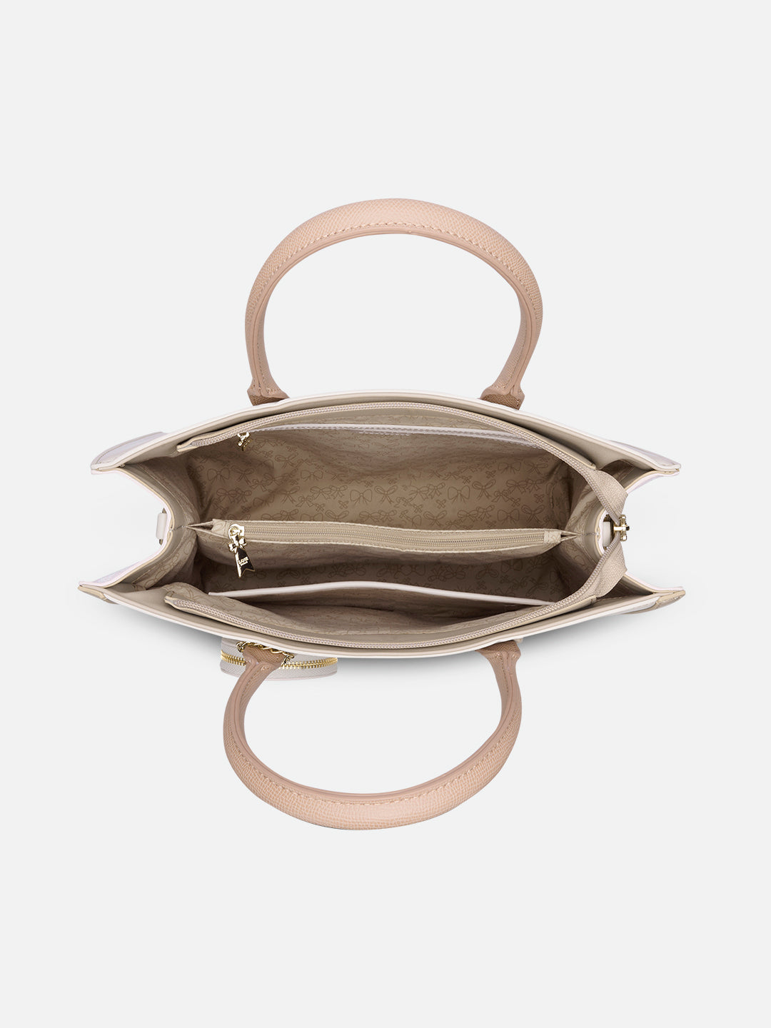Jade Large Monogram Satchel Bag Beige