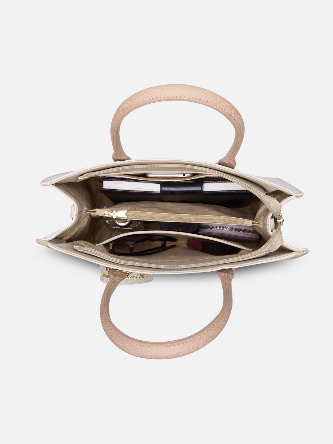 Jade Large Monogram Satchel Bag Beige