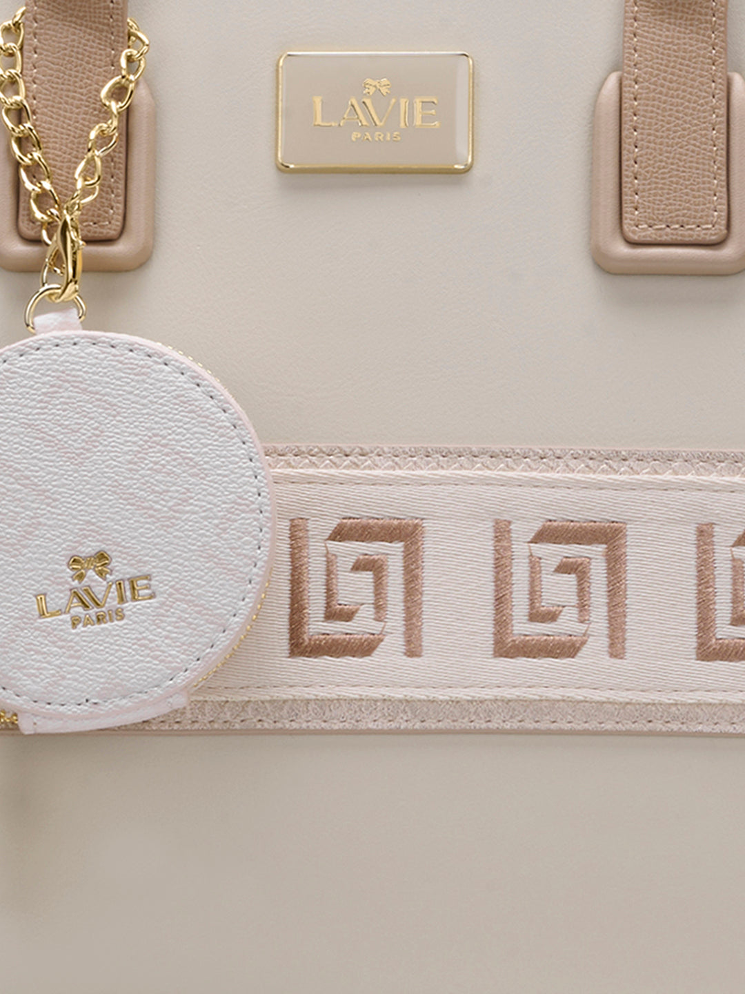 Jade Large Monogram Satchel Bag Beige