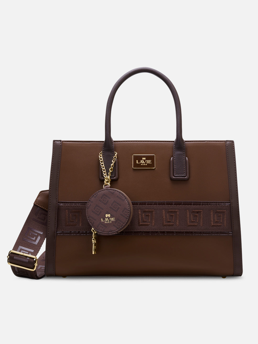 Jade Large Monogram Satchel Bag Brown