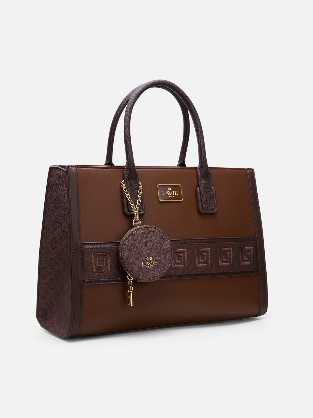 Jade Large Monogram Satchel Bag Brown