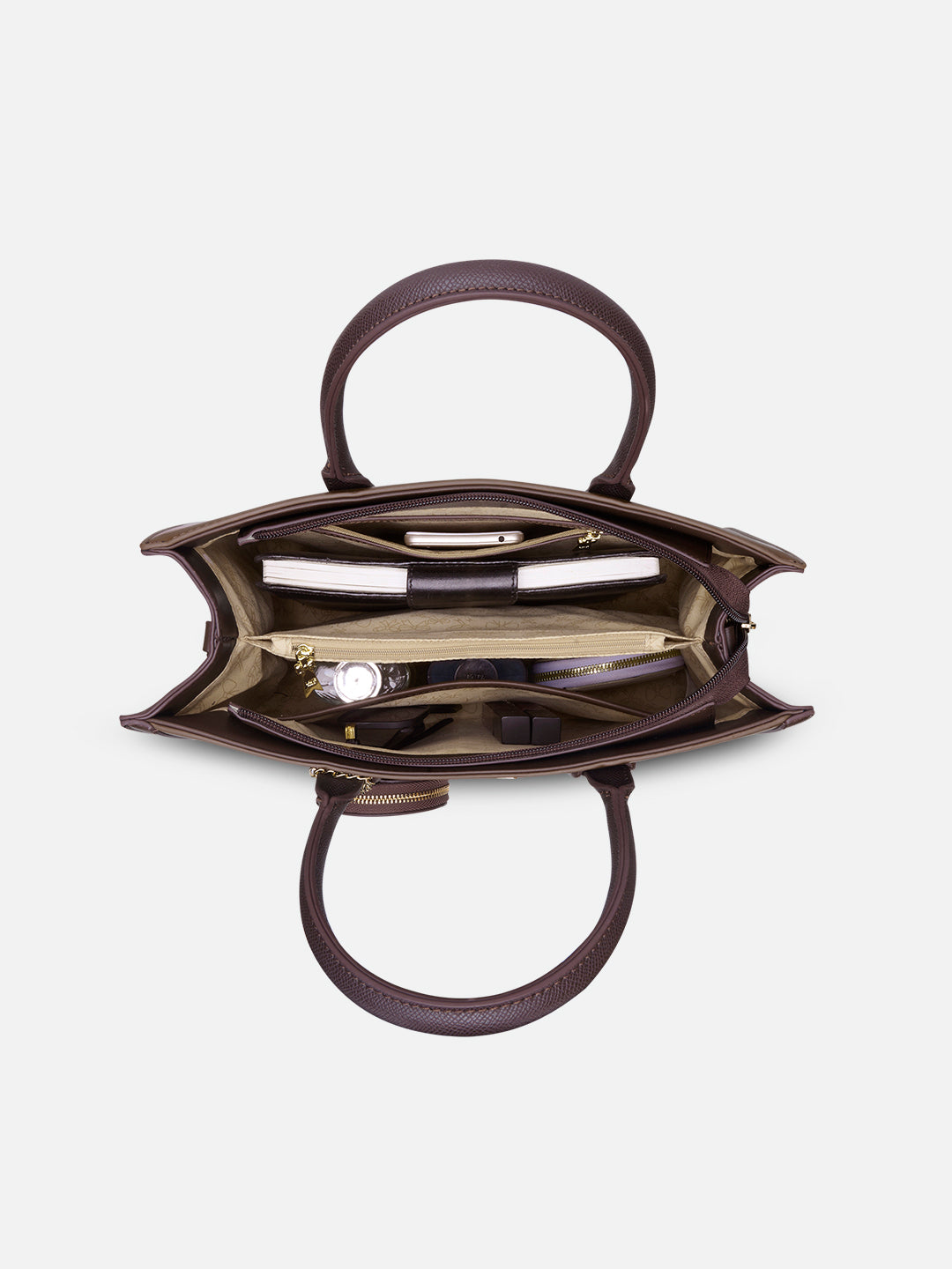 Jade Large Monogram Satchel Bag Brown