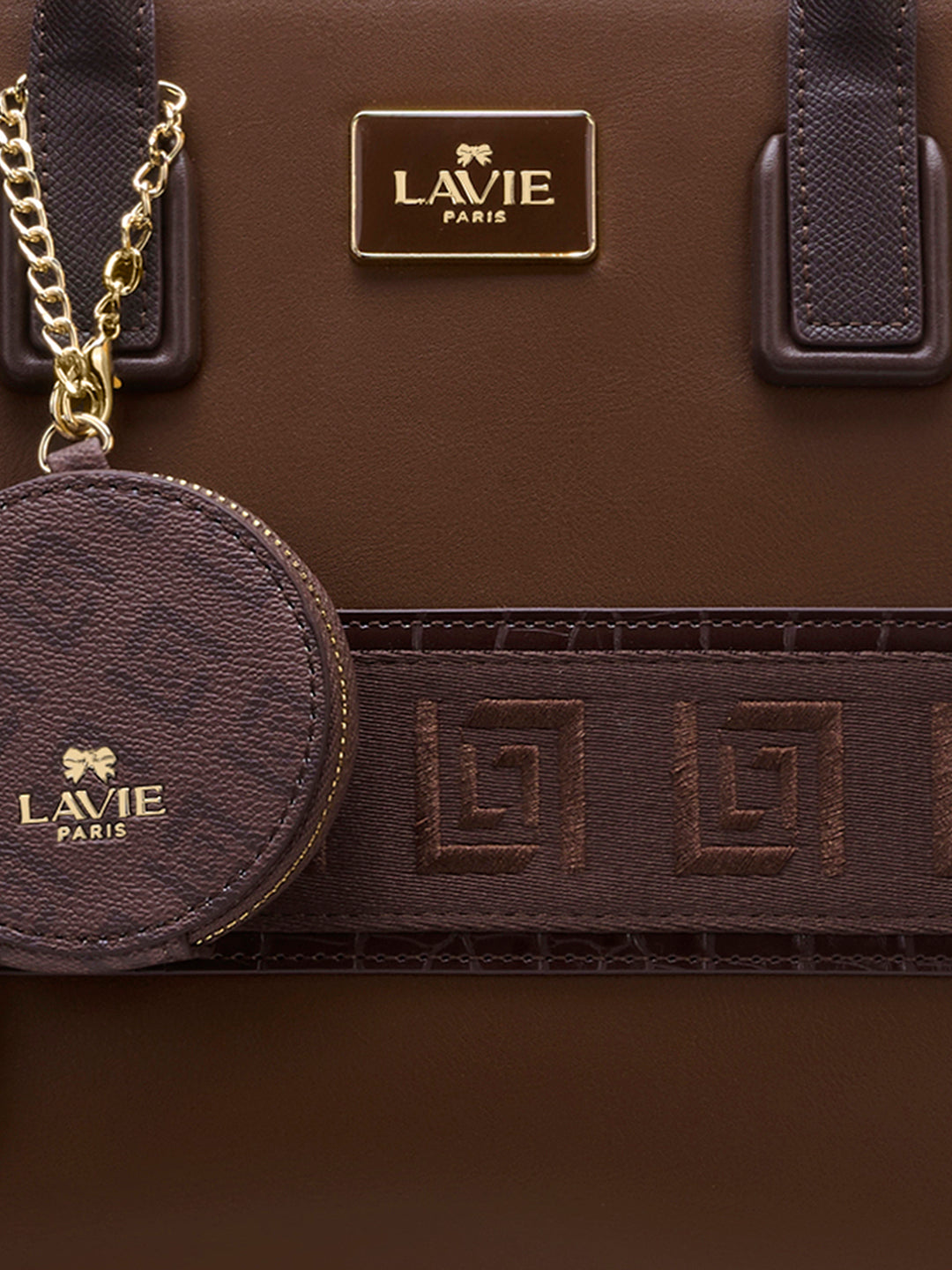 Jade Large Monogram Satchel Bag Brown