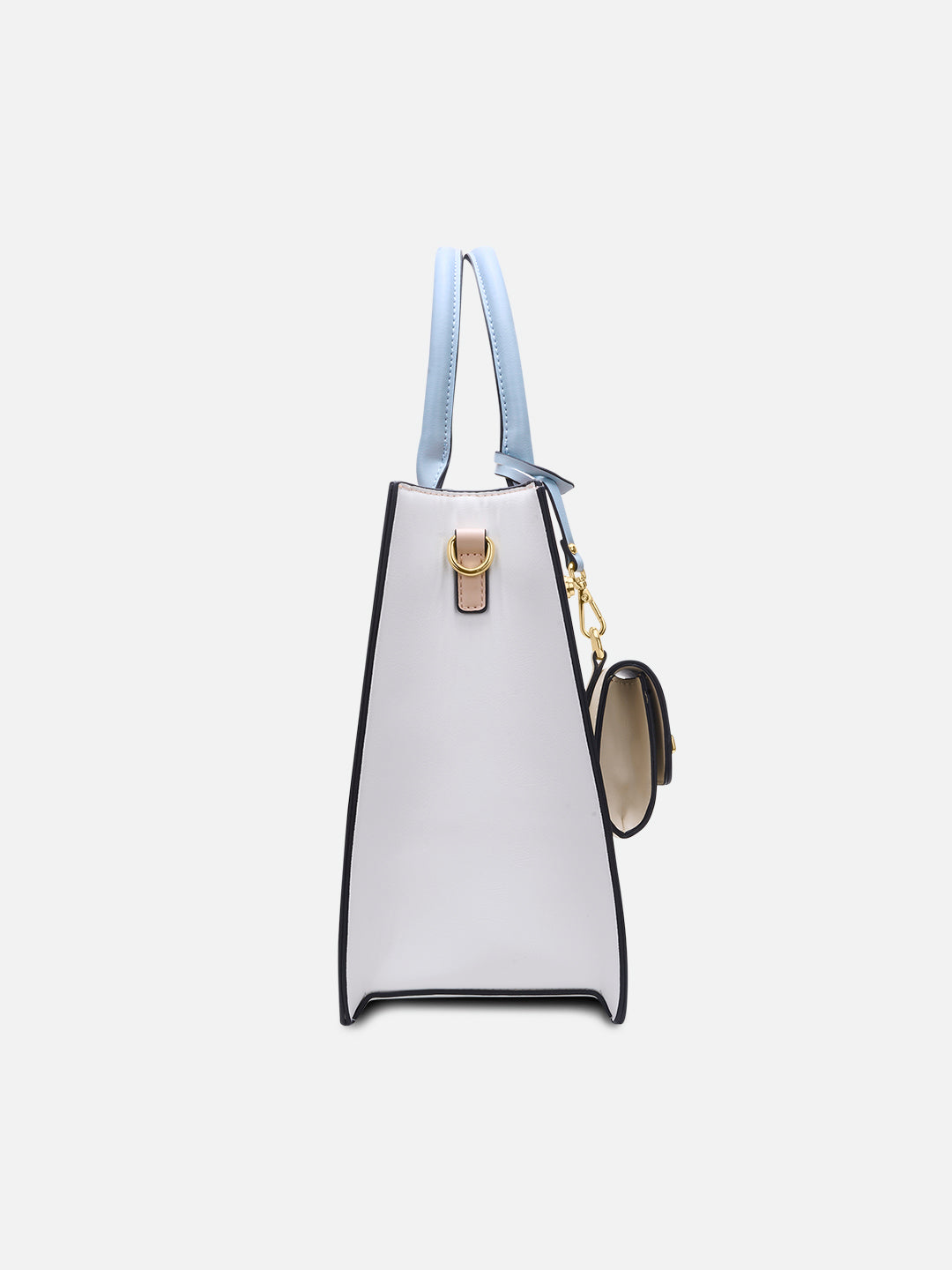 Louvre Large Chain Satchel Bag White/Blue