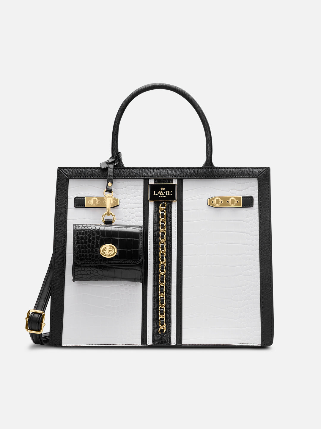 Louvre Large Chain Satchel Bag White