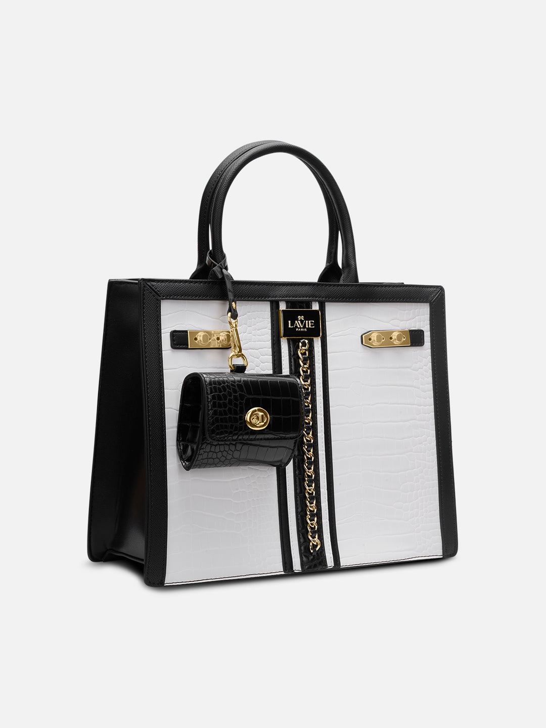 Louvre Large Chain Satchel Bag White