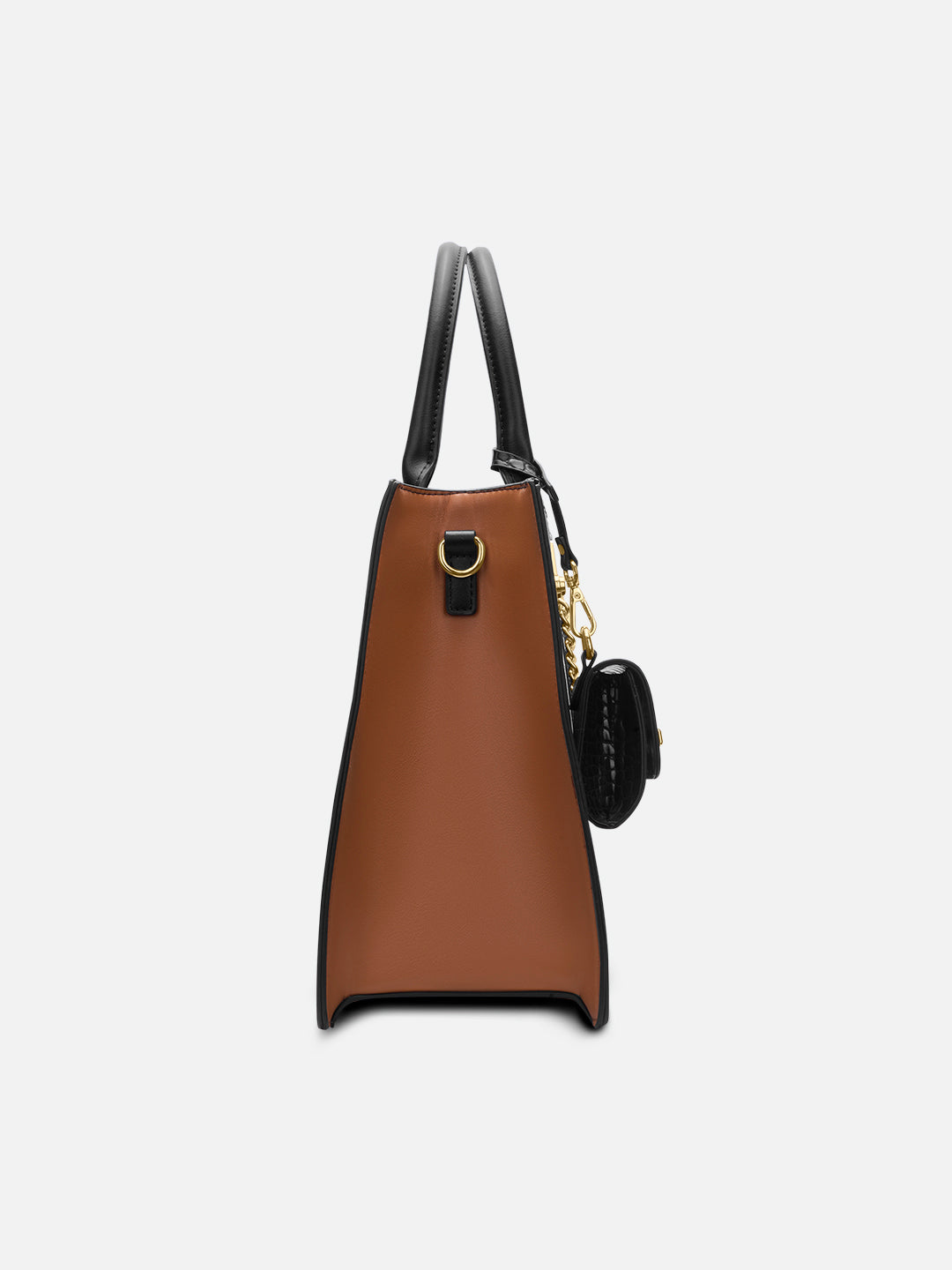 Louvre Large Chain Satchel Bag Beige/Black