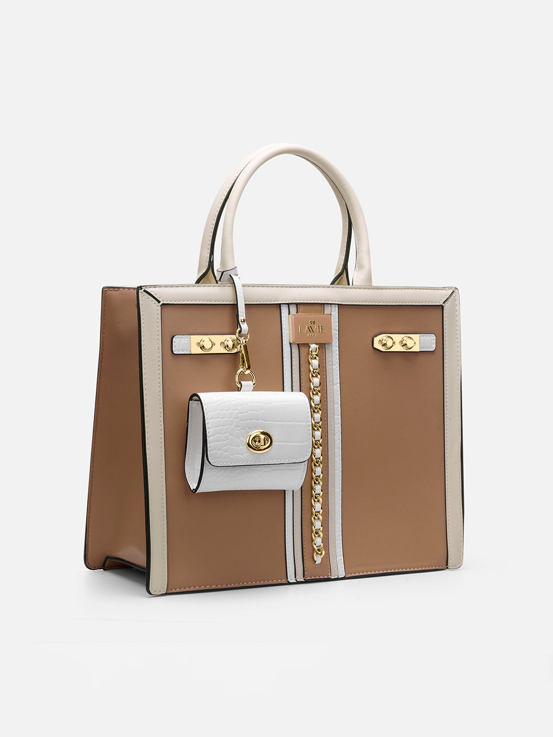 Louvre Medium Chain Satchel Bag Beige