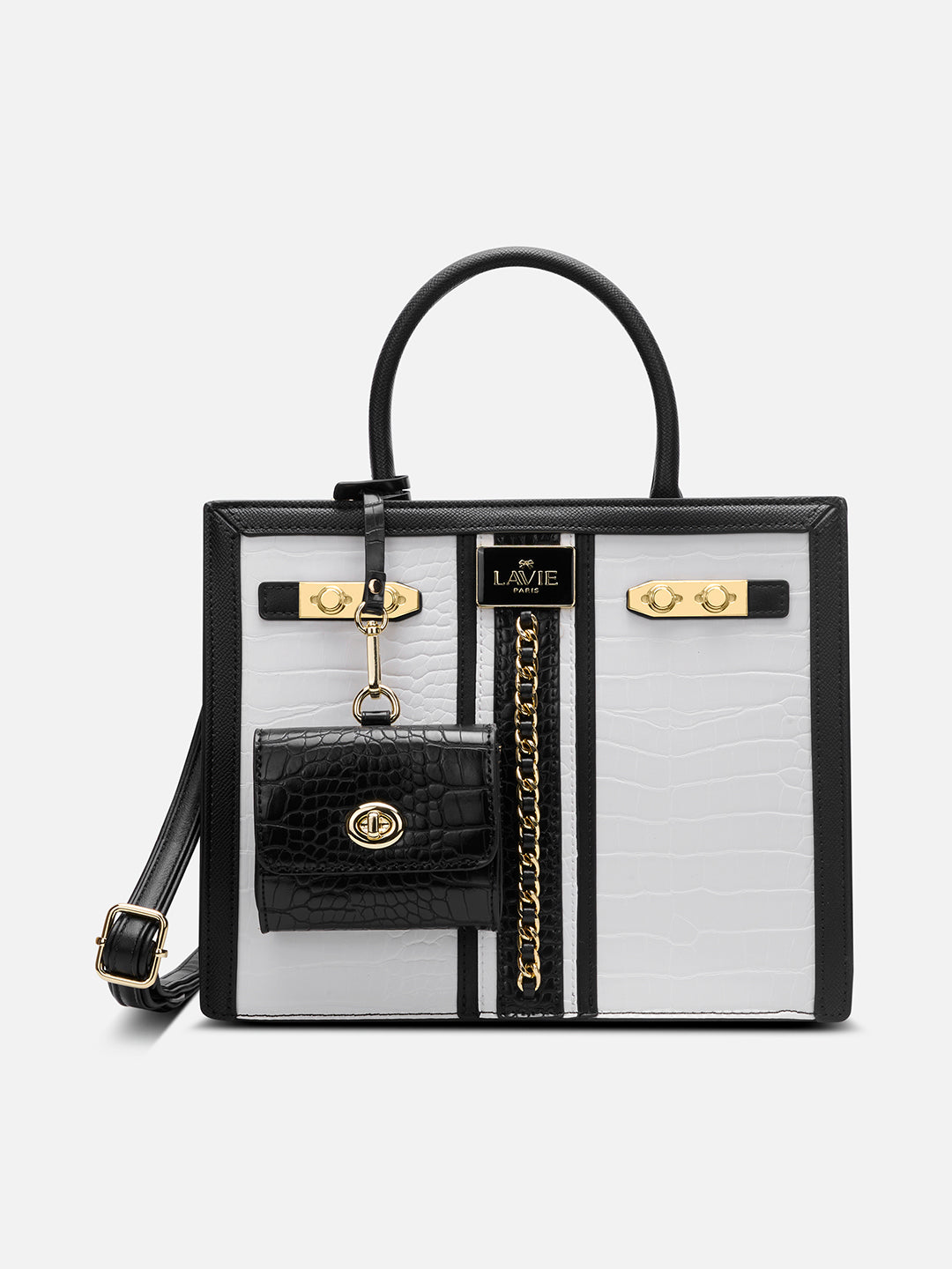 Louvre Medium Chain Satchel Bag White