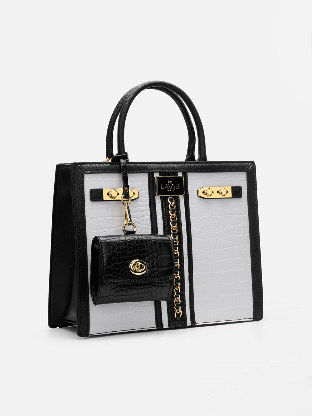 Louvre Medium Chain Satchel Bag White