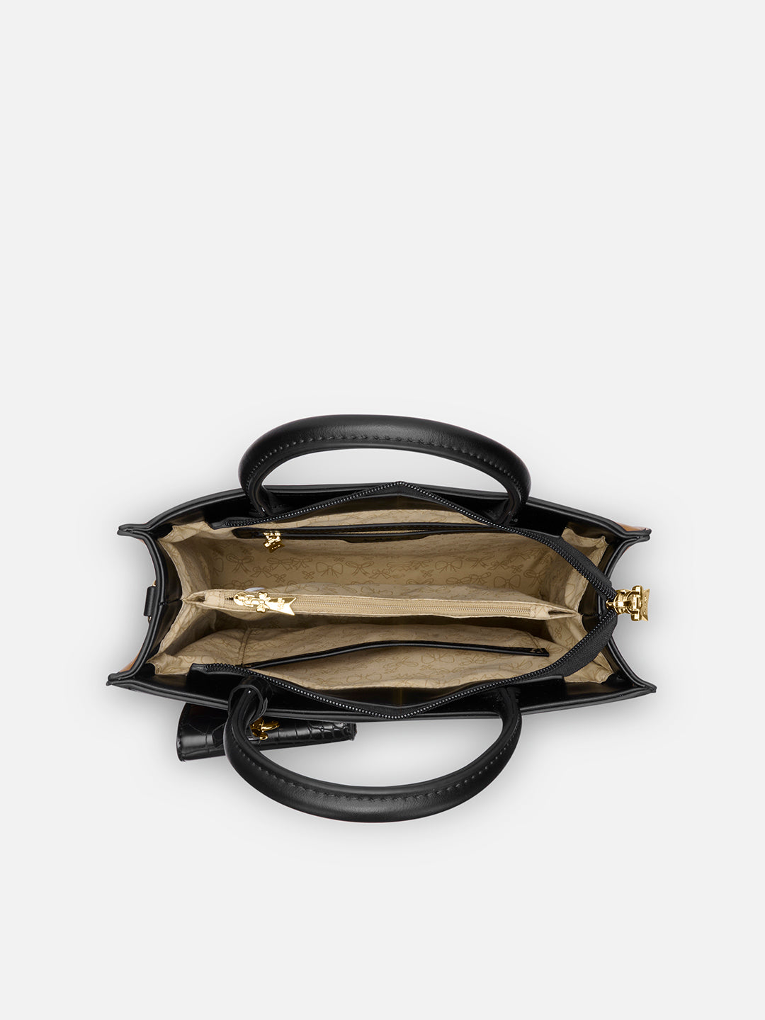 Louvre Medium Chain Satchel Bag Beige/Black