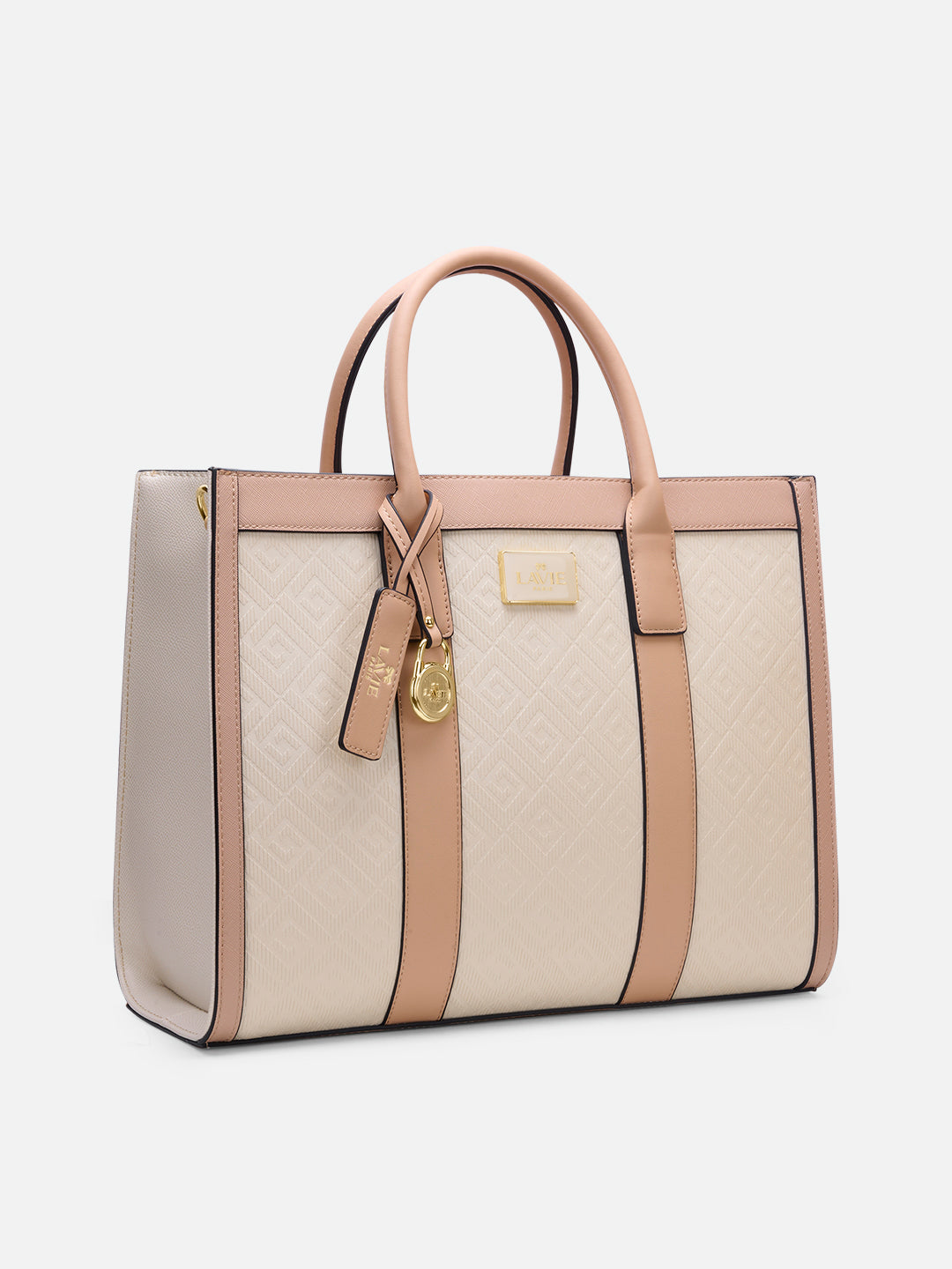 Eloise Large Box Satchel Bag Beige/Tan