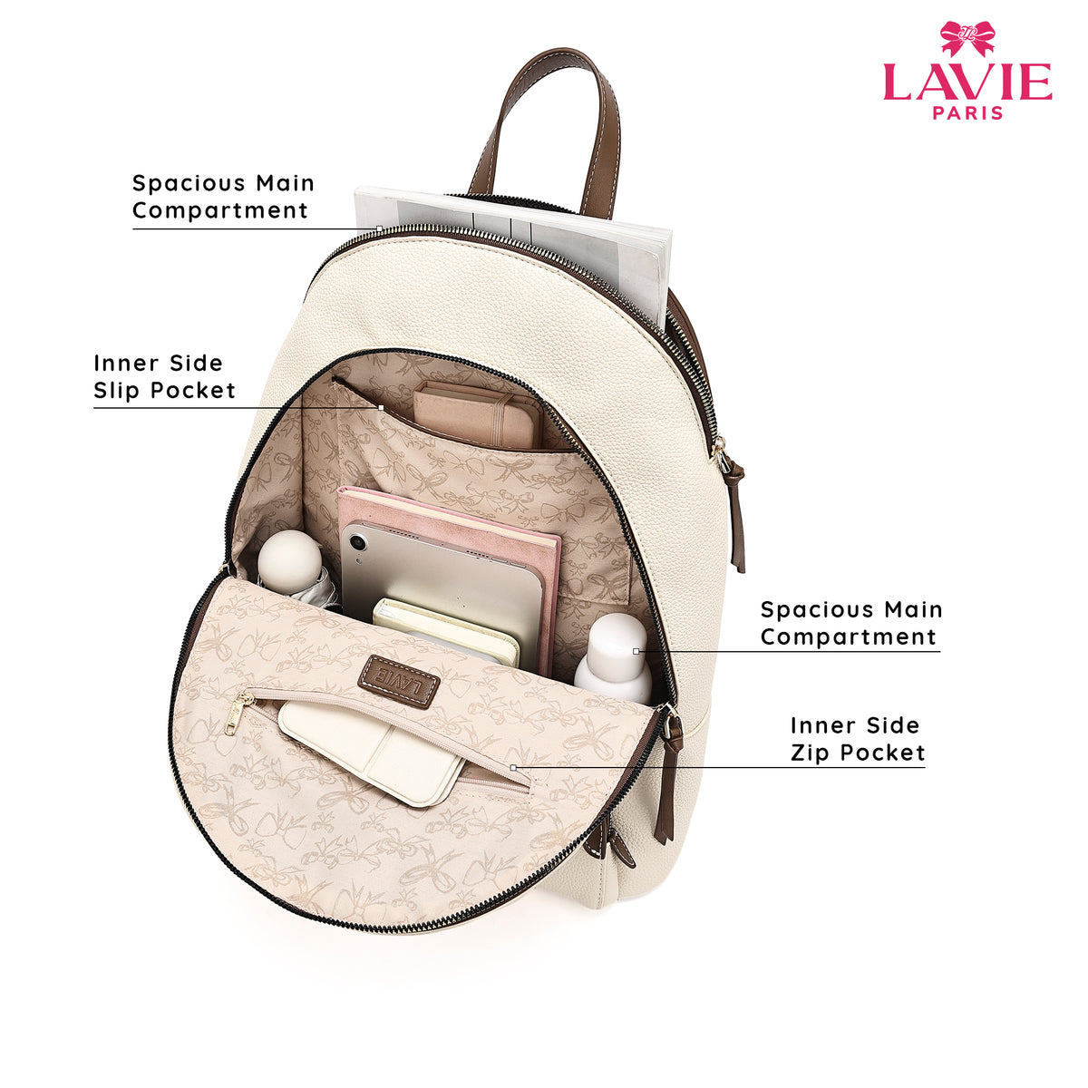 Soft Katey 2 Compartment Large Off White Backpack