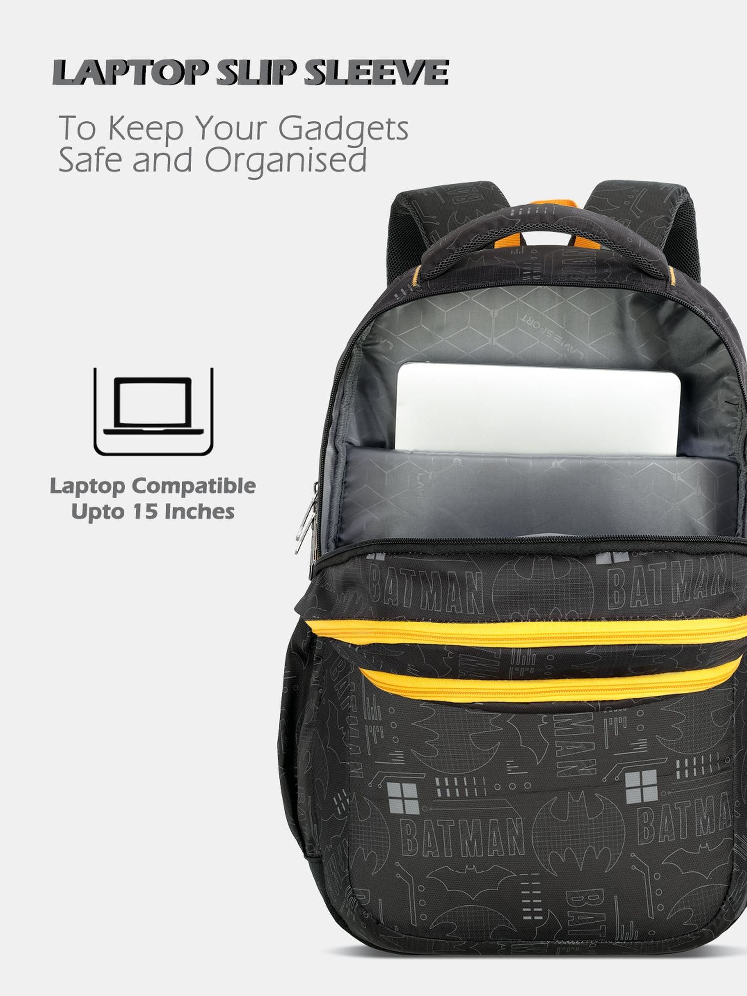 Batman Hero Laptop Backpack Raincover Casual Black