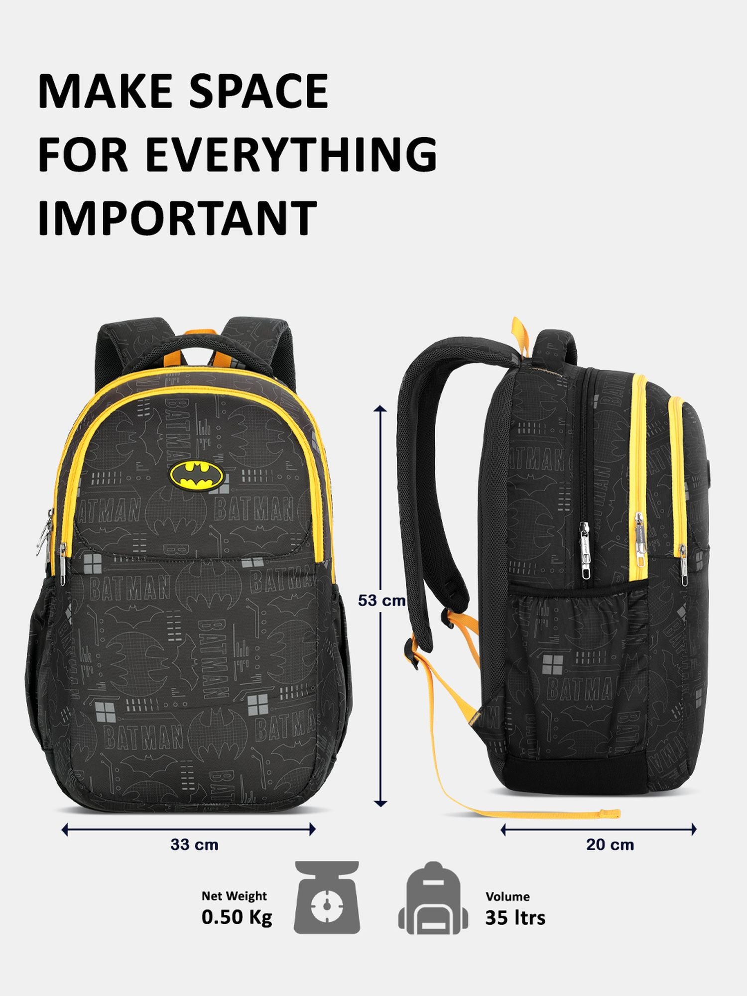 Batman Hero Laptop Backpack Raincover Casual Black