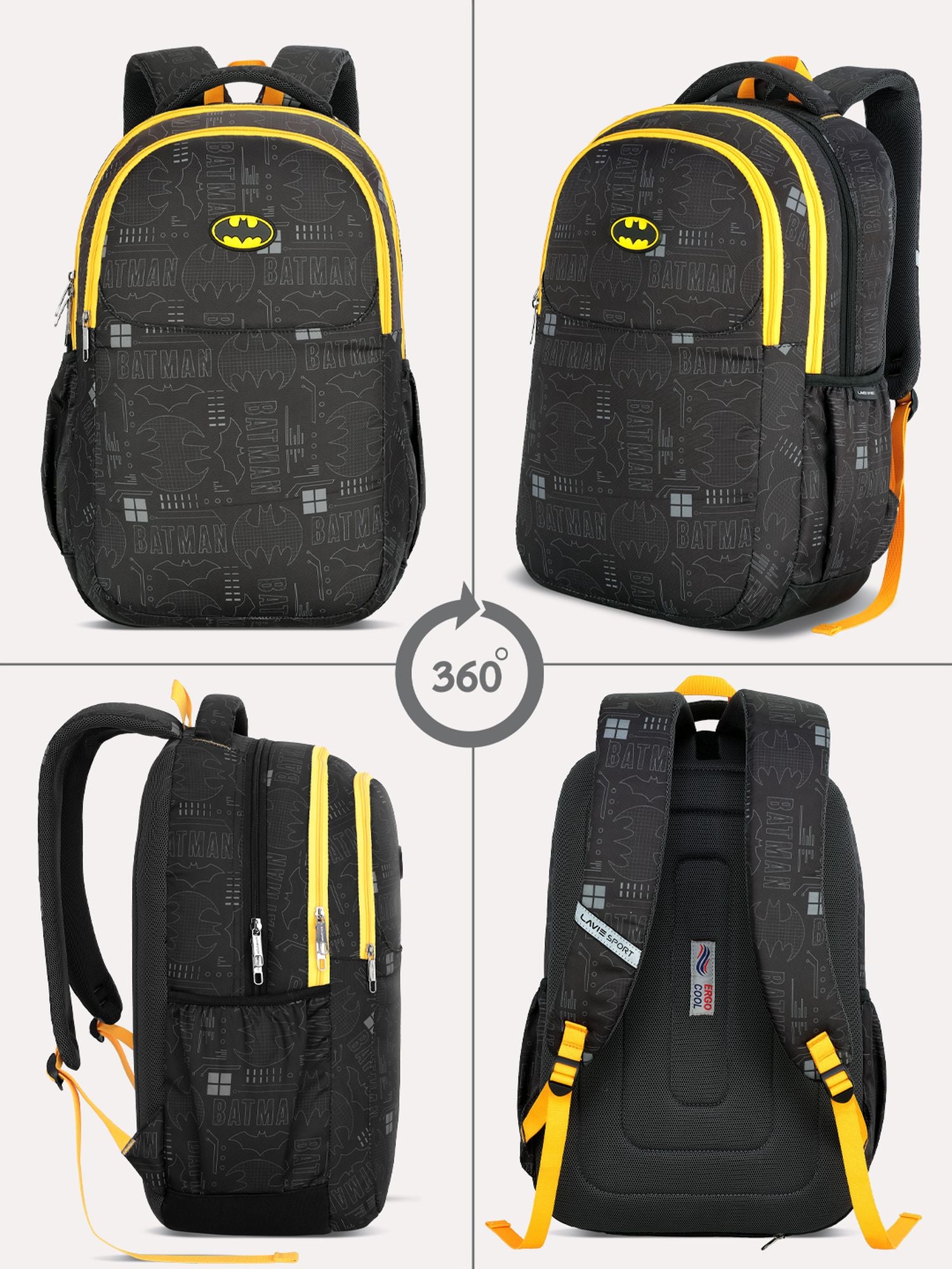Batman Hero Laptop Backpack Raincover Casual Black