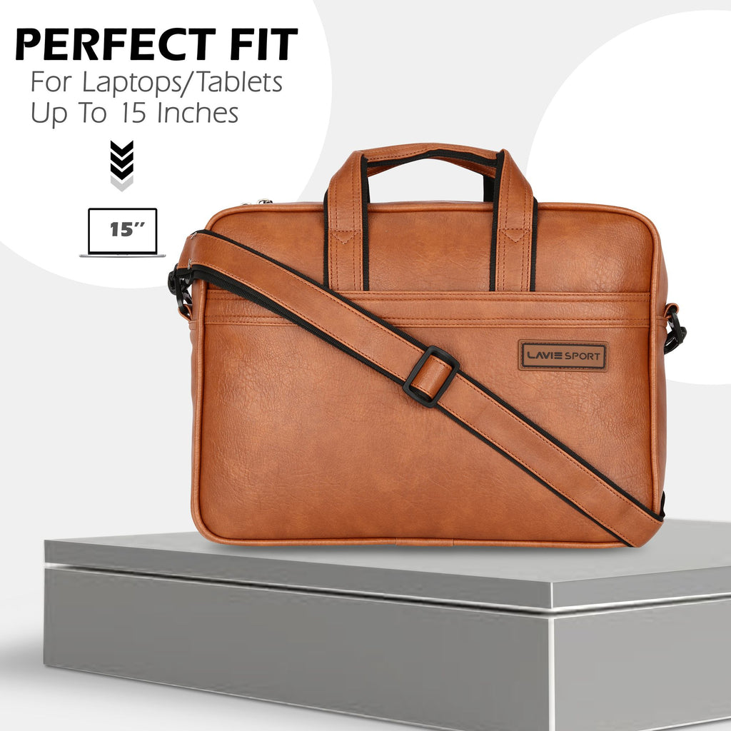 Lavie_Sport_2_Compartments_Executive_Unisex_Laptop_Briefcase_Bag_Tan