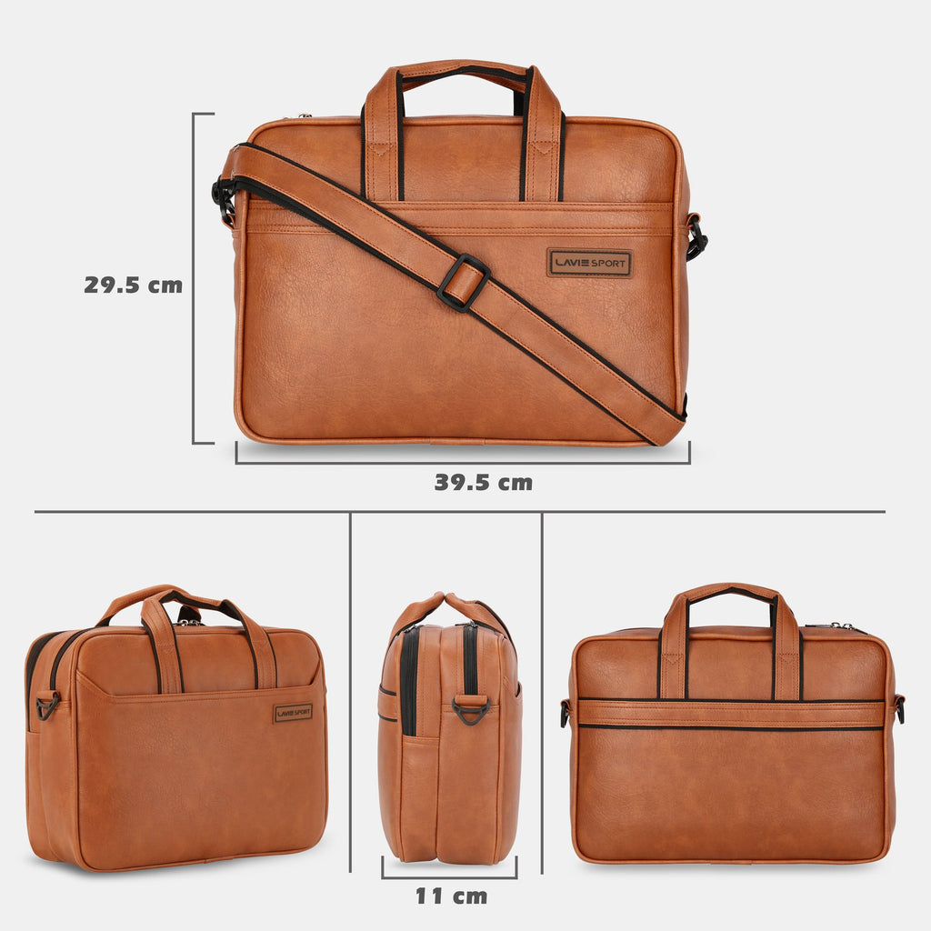 Lavie_Sport_2_Compartments_Executive_Unisex_Laptop_Briefcase_Bag_Tan