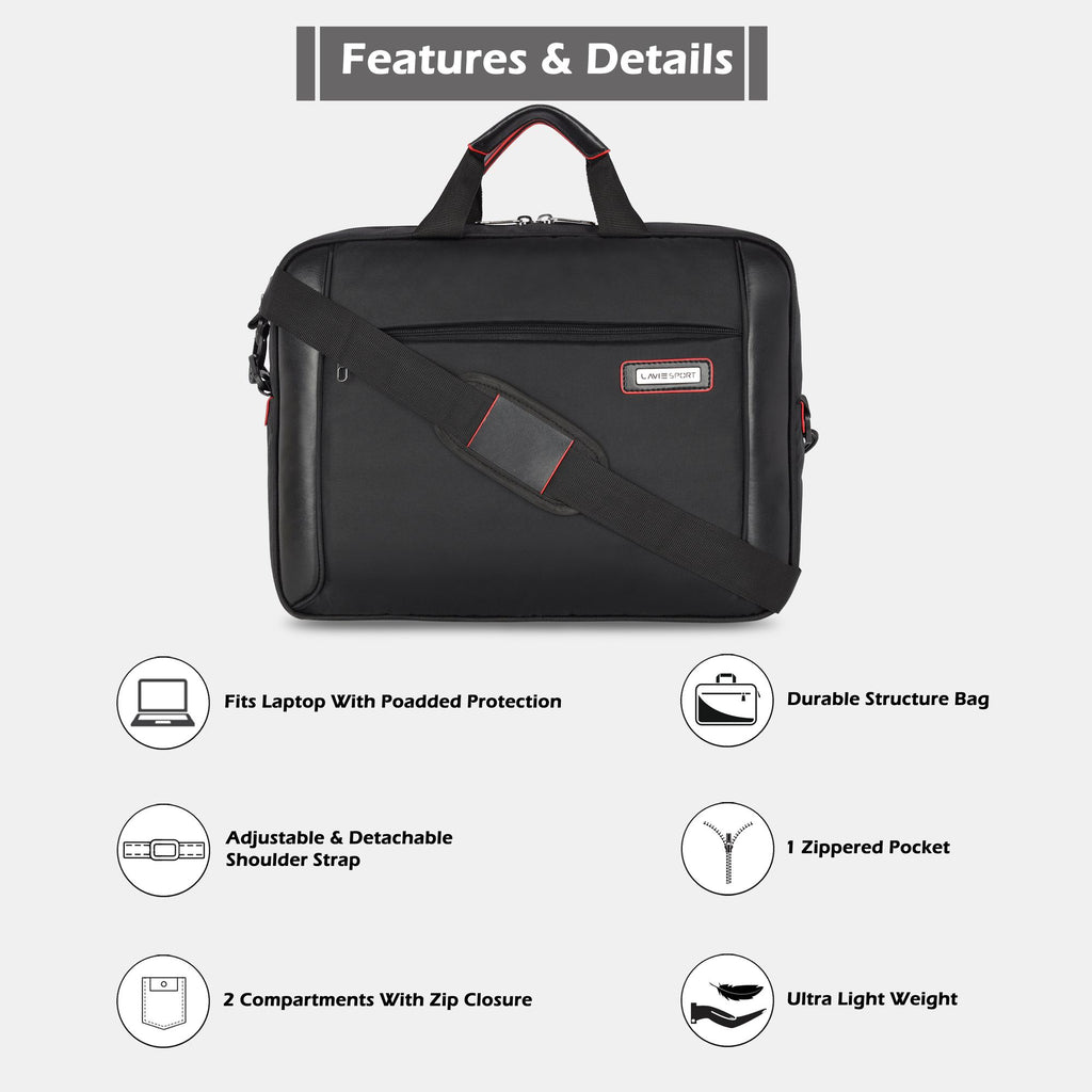 Lavie_Sport_2.5_Compartment_Business_Pro_Unisex_Laptop_Briefcase_Bag_|Messenger_Bag_Black