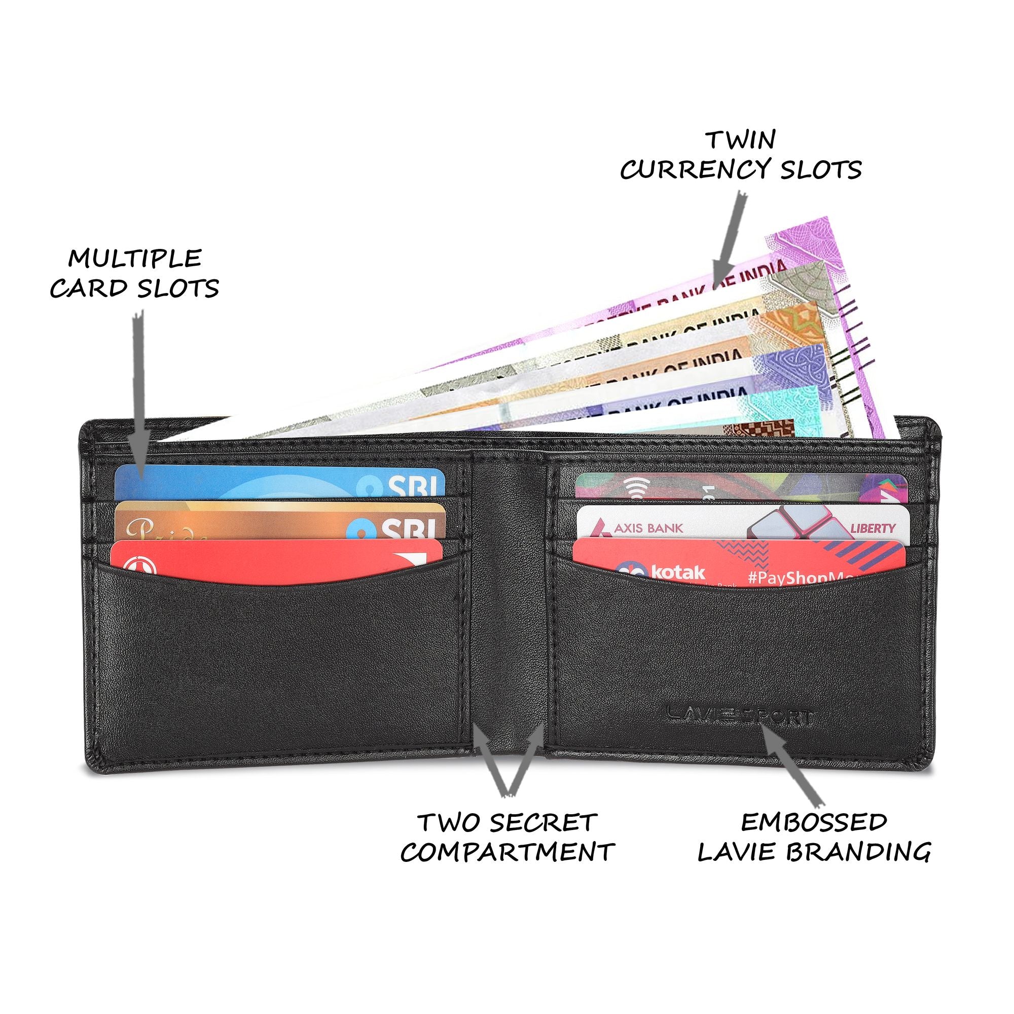 Lavie Sport Attorney Embossed Men'S Wallet Black - Lavie World