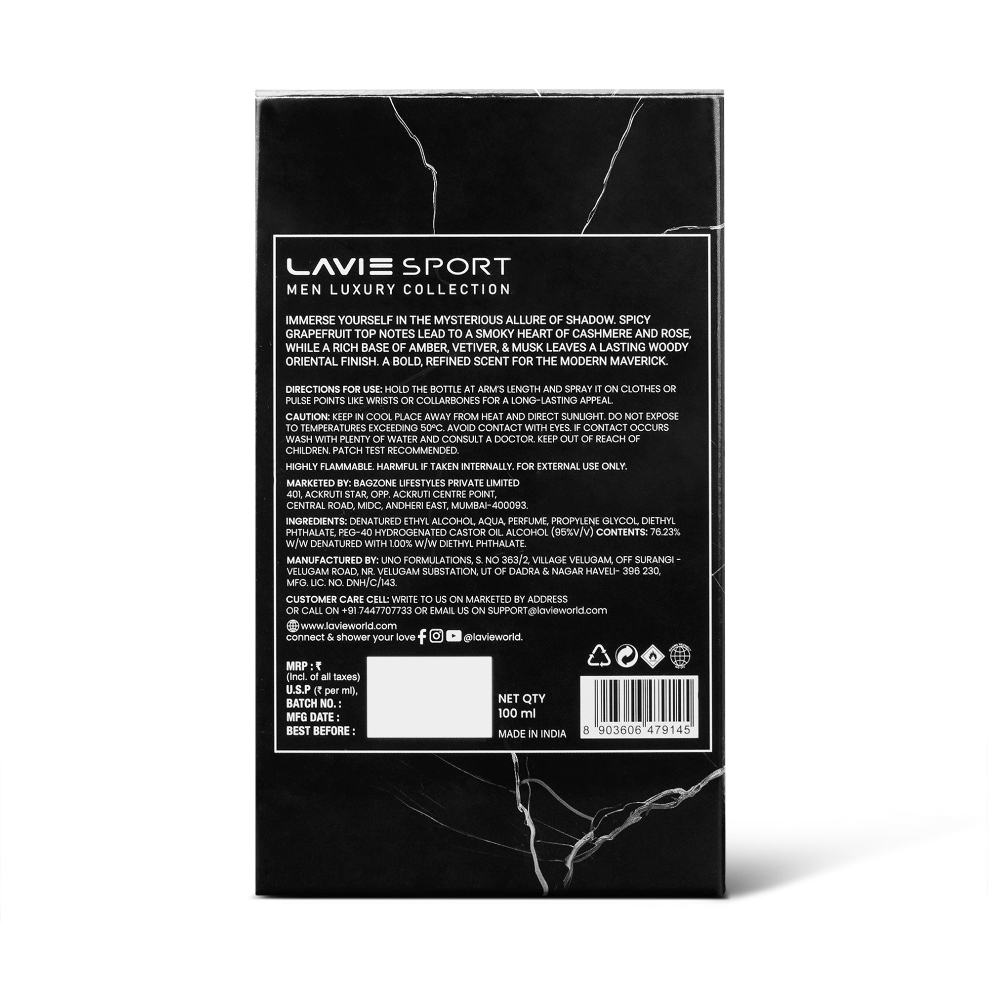 Lavie Sport Shadow Men Eau De Parfum|Luxury Collection 100ml Perfume 