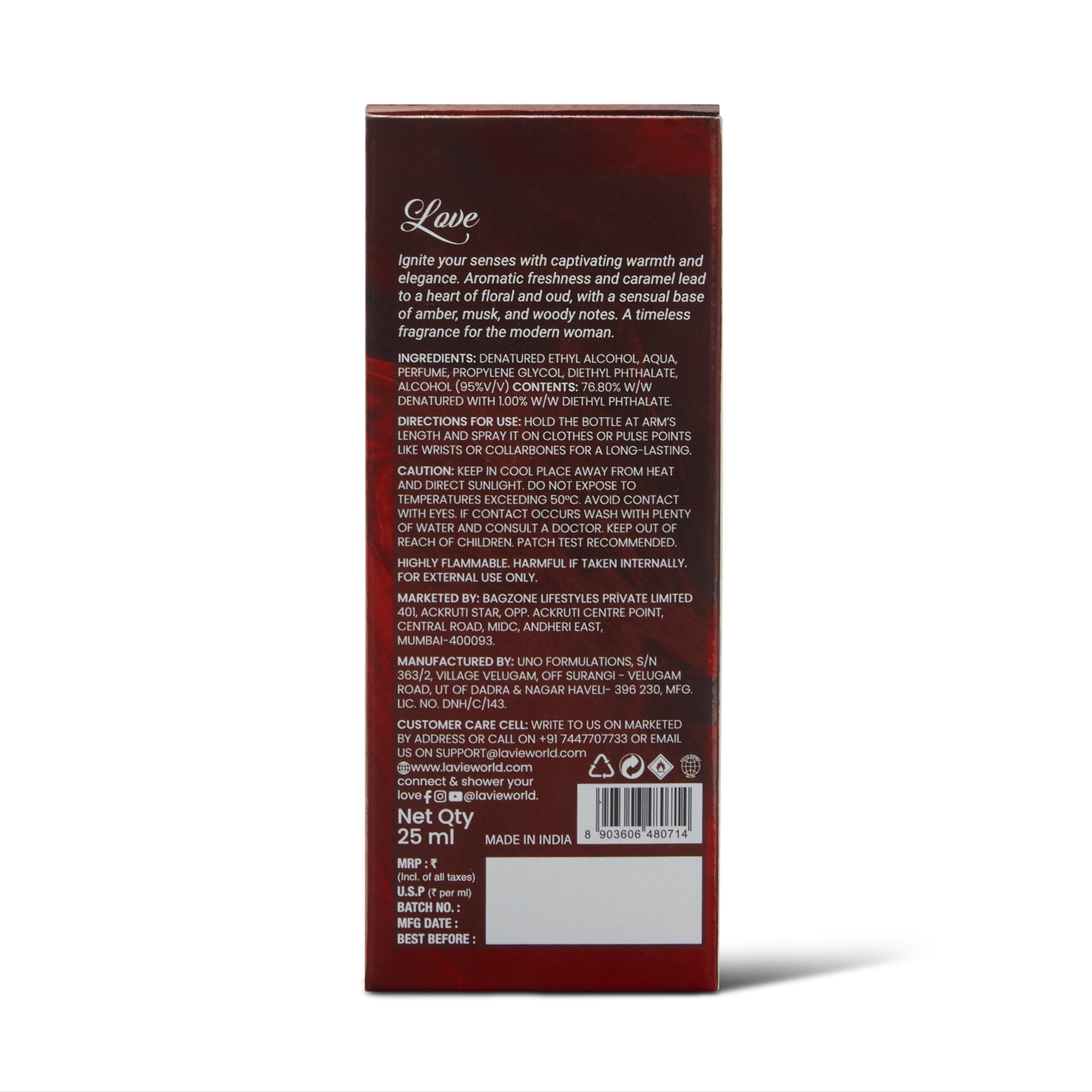 Lavie Luxe Love Women Eau De Parfum |Luxury Collection 25ml Perfume