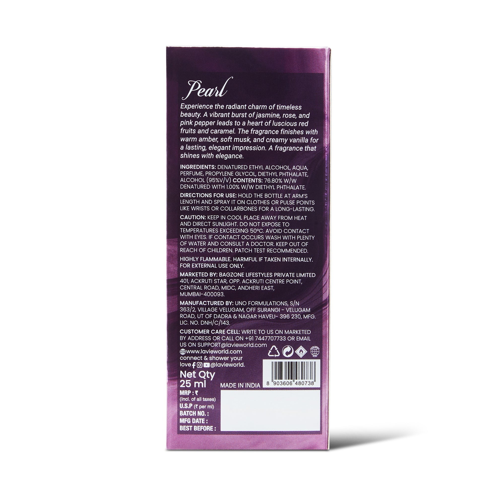 Lavie Luxe Pearl Women Eau De Parfum|Luxury Collection 25ml Perfume 