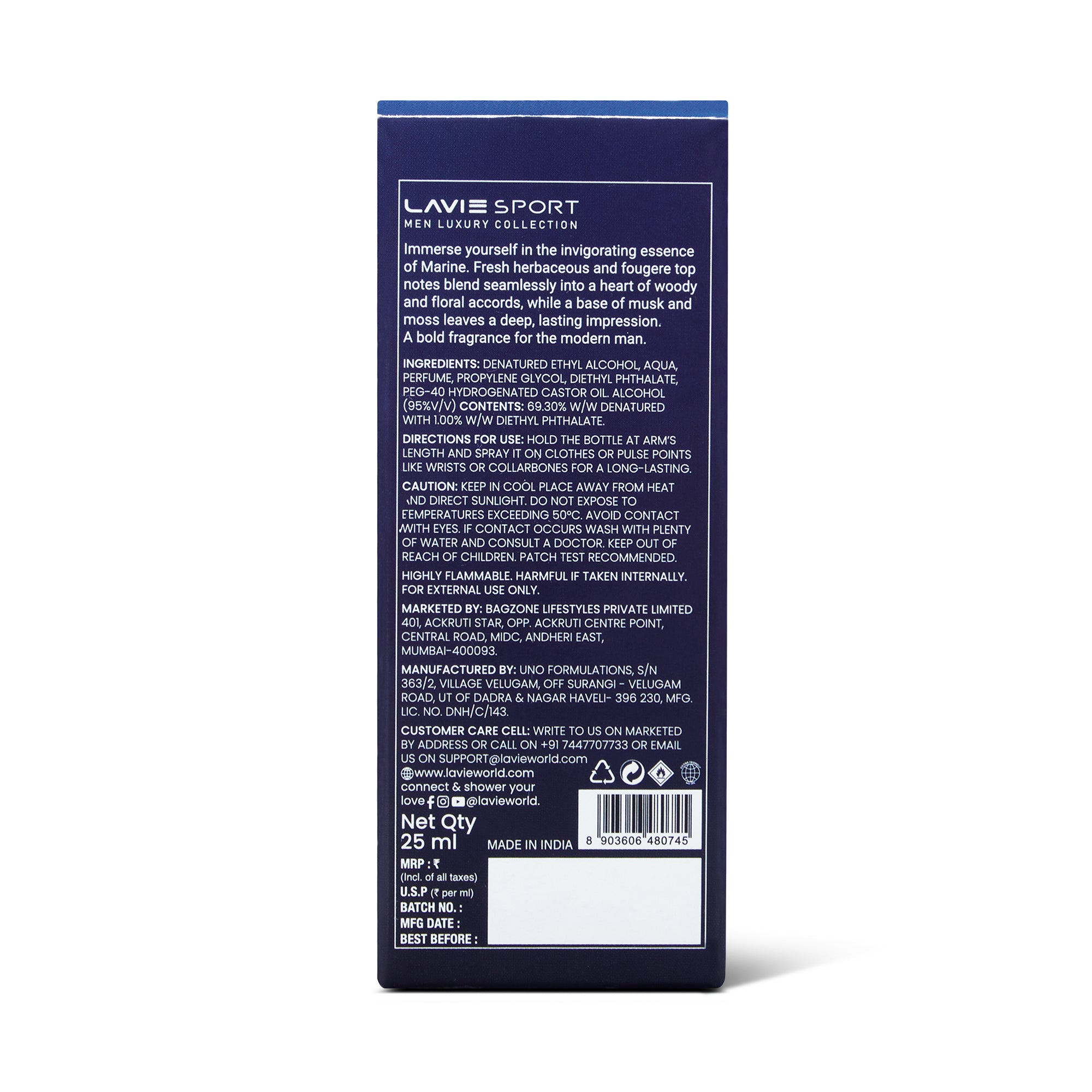 Lavie Sport Marine Men Eau De Parfum|Luxury Collection 25ml Perfume 