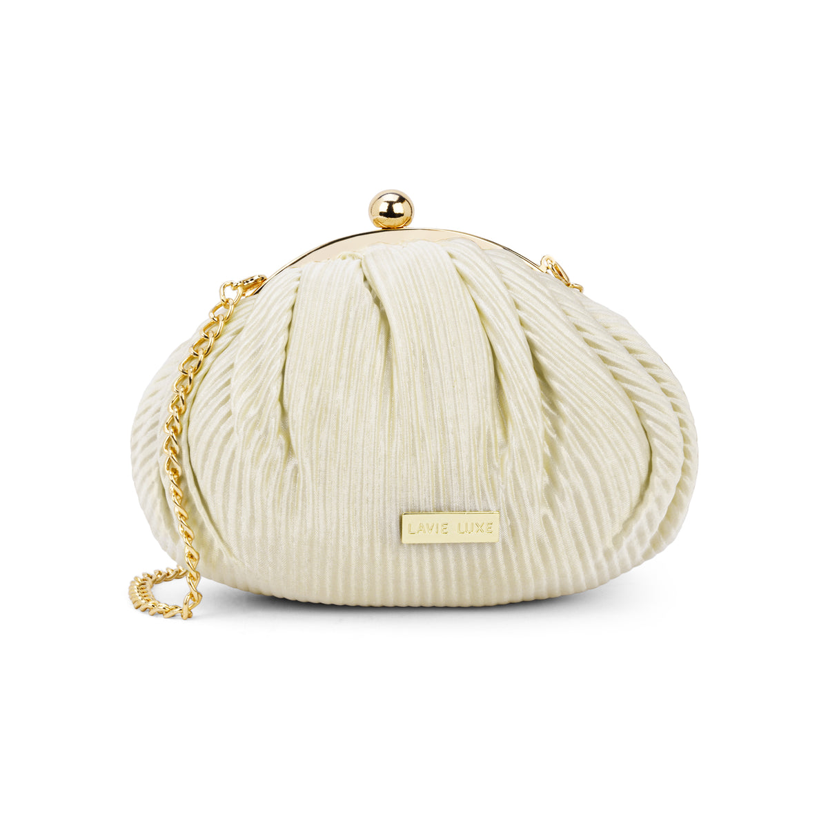 Pleated Frame Large Gold Potli