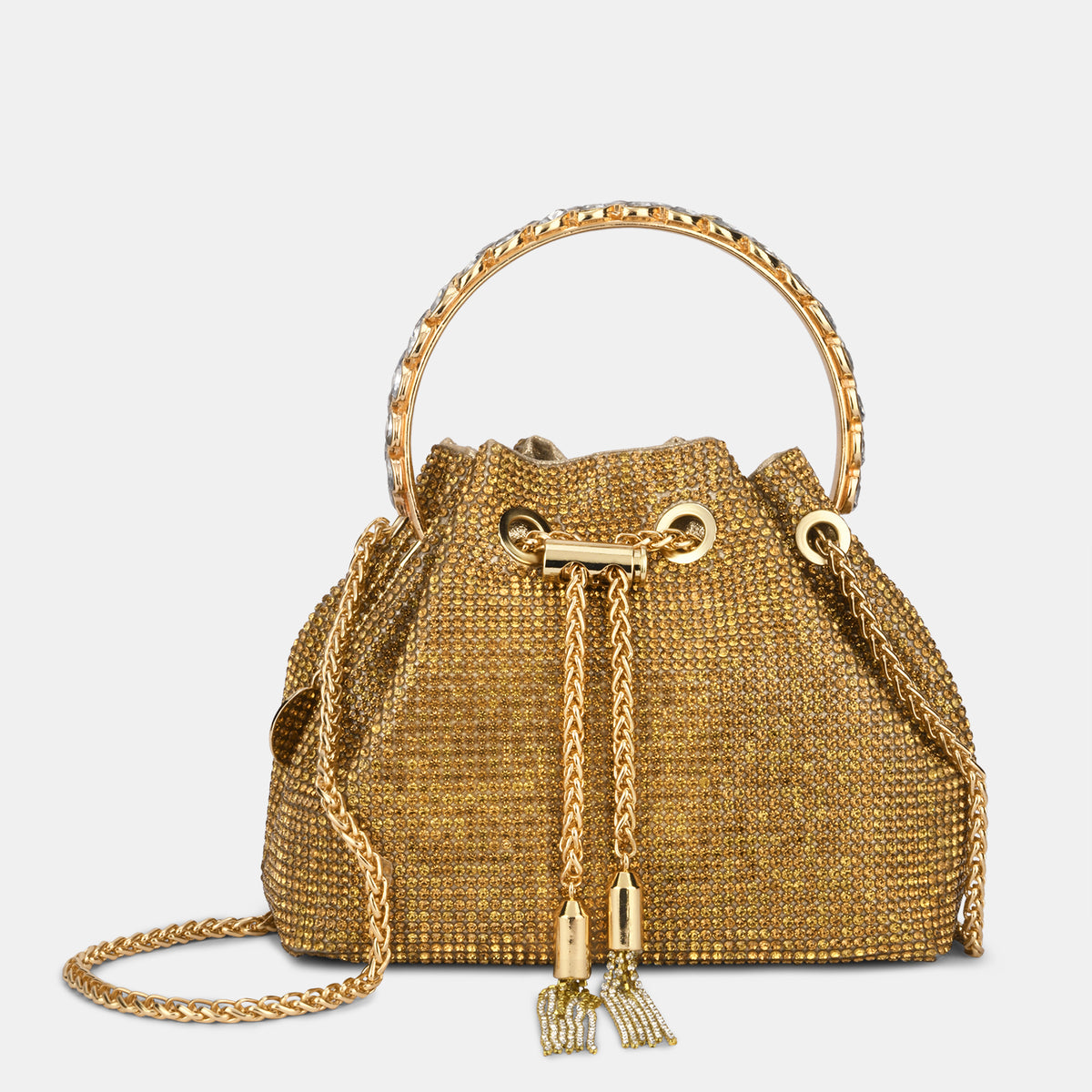 Shimmery Round Large Gold Potli