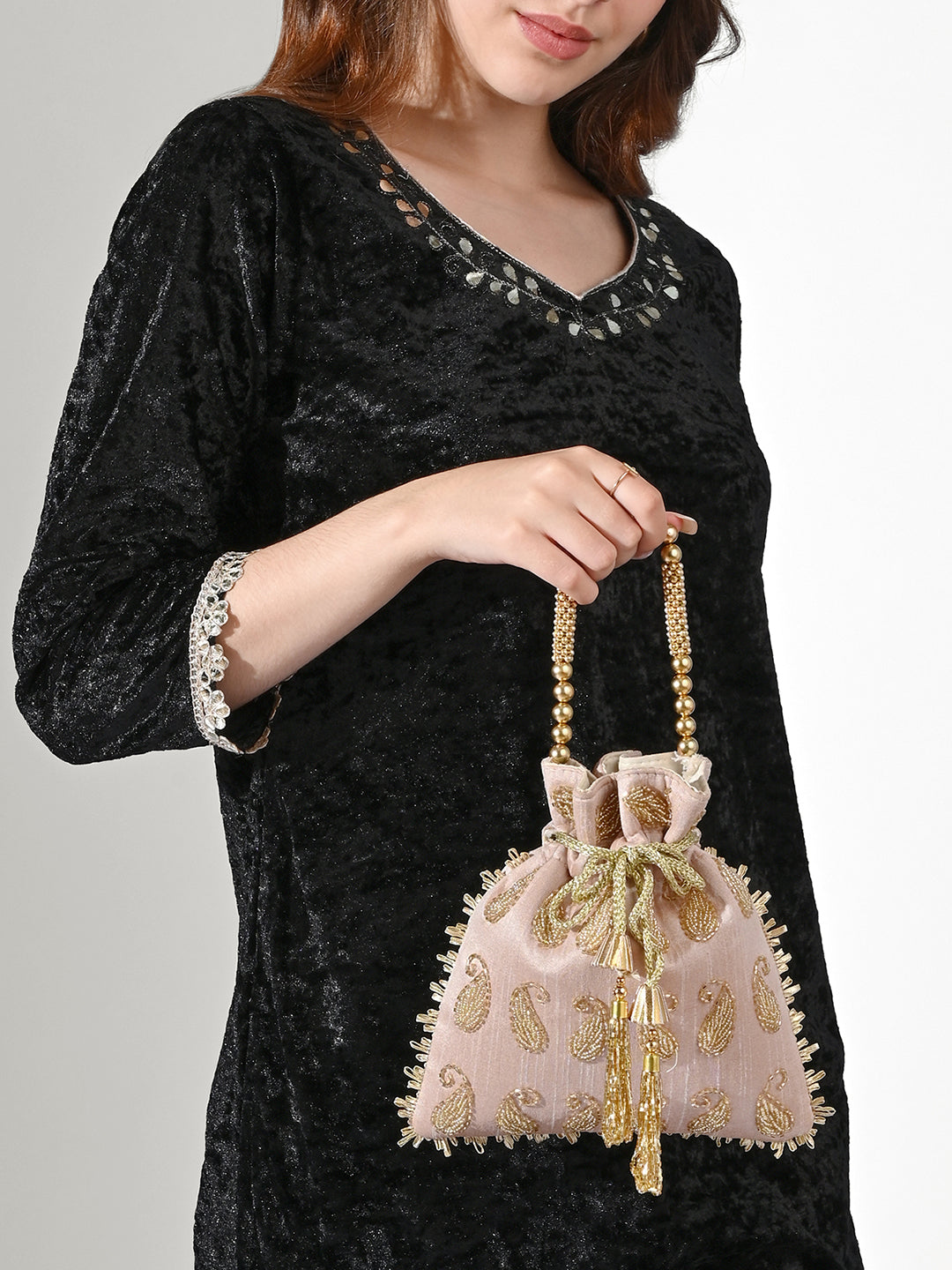 Ely Paisley Embellished Medium Potli