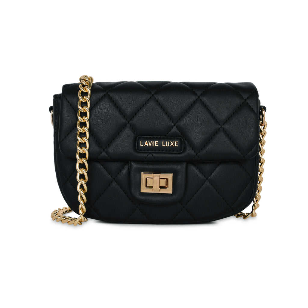 Lavie Luxe Black Small Women's Chan Flap Sling Bag