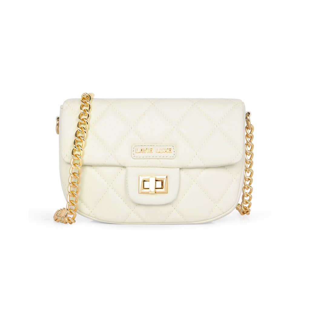Lavie Luxe Off White Small Women's Chan Flap Sling Bag