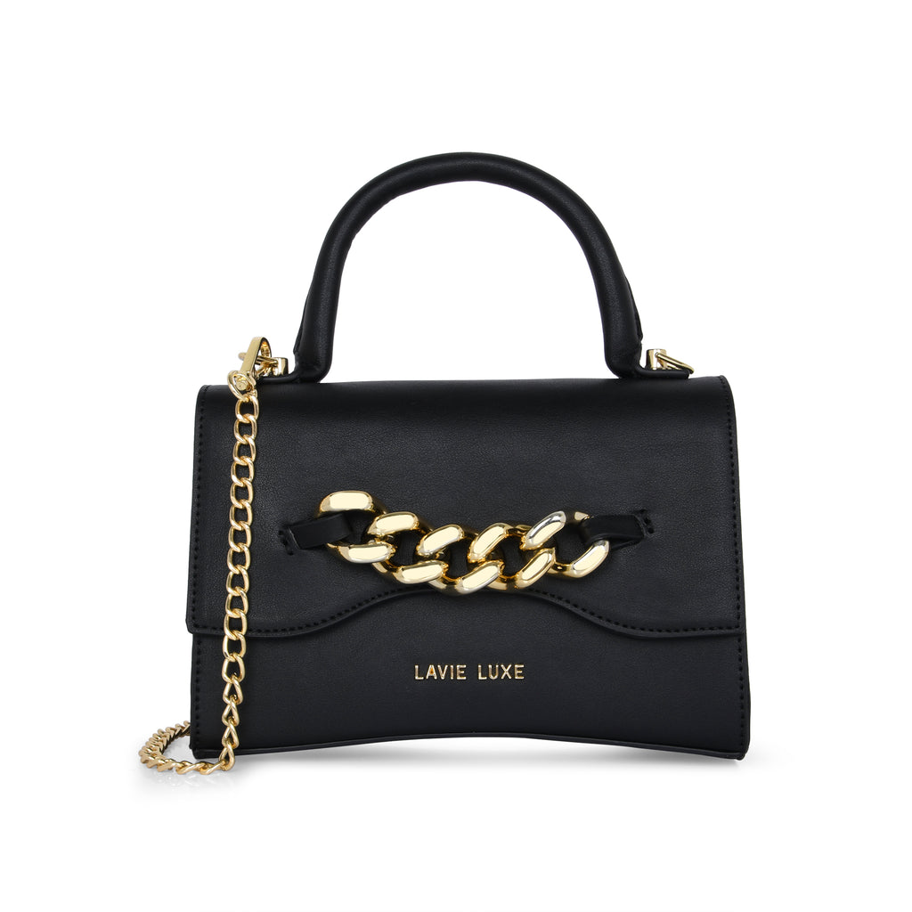Lavie Luxe Black Small Women's Chain Flap Sling Bag