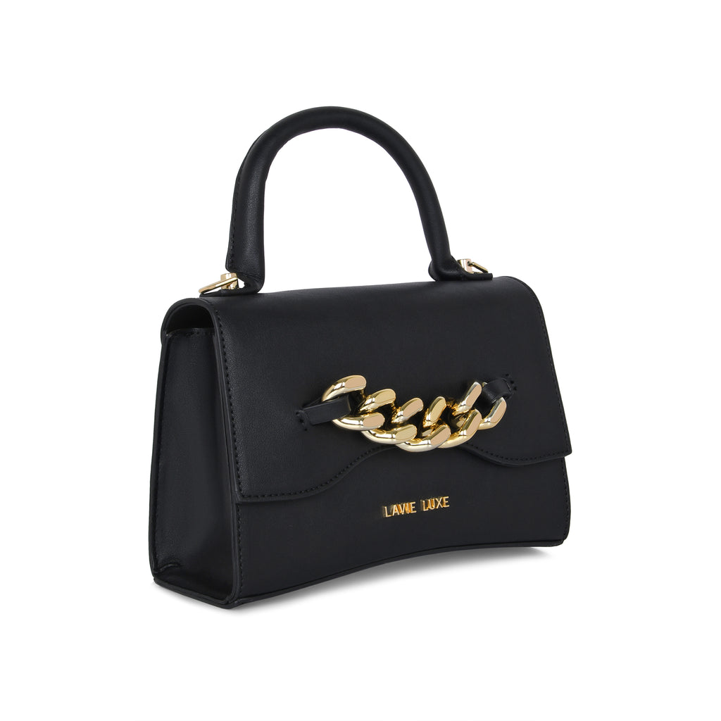 Lavie Luxe Black Small Women's Chain Flap Sling Bag