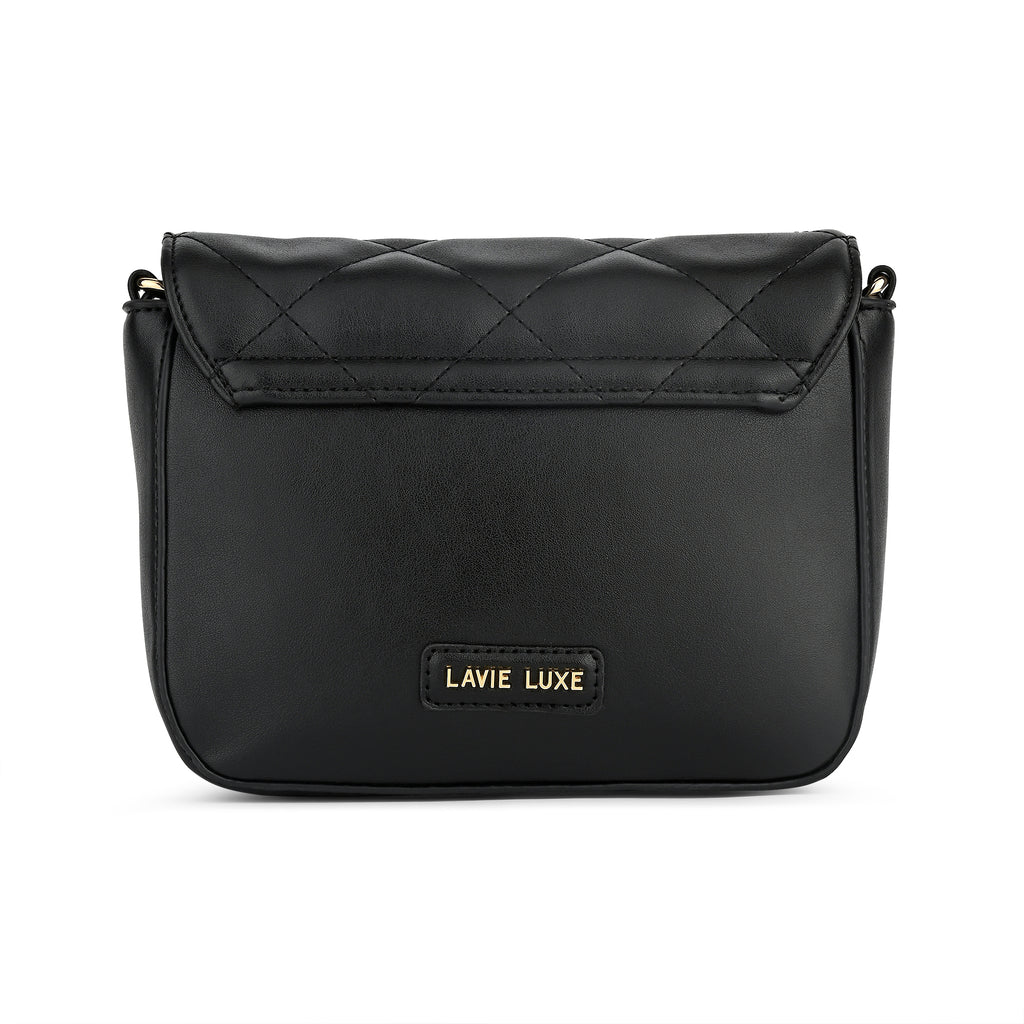Lavie Luxe Black Small Women's Carol Flap Sling Bag