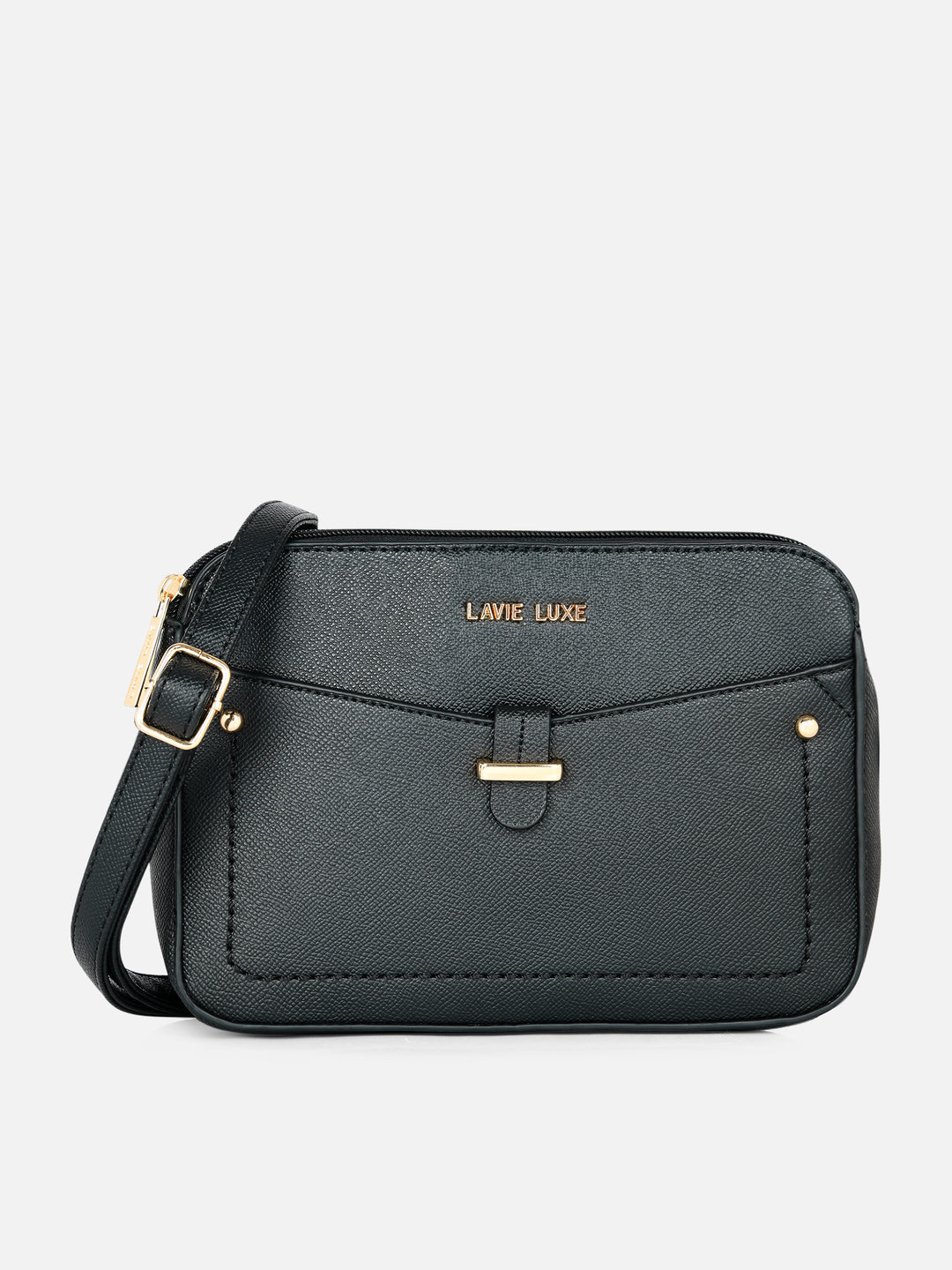 Rise 4 Compartment Box Medium Black Sling Bag