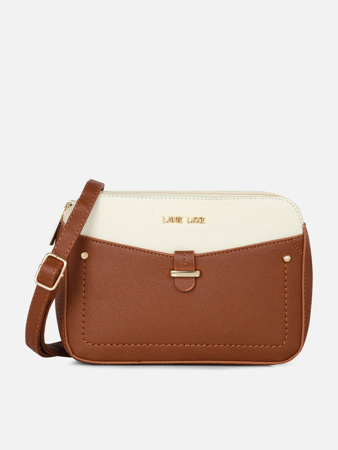 Rise 4 Compartment Box Medium Tan Sling Bag